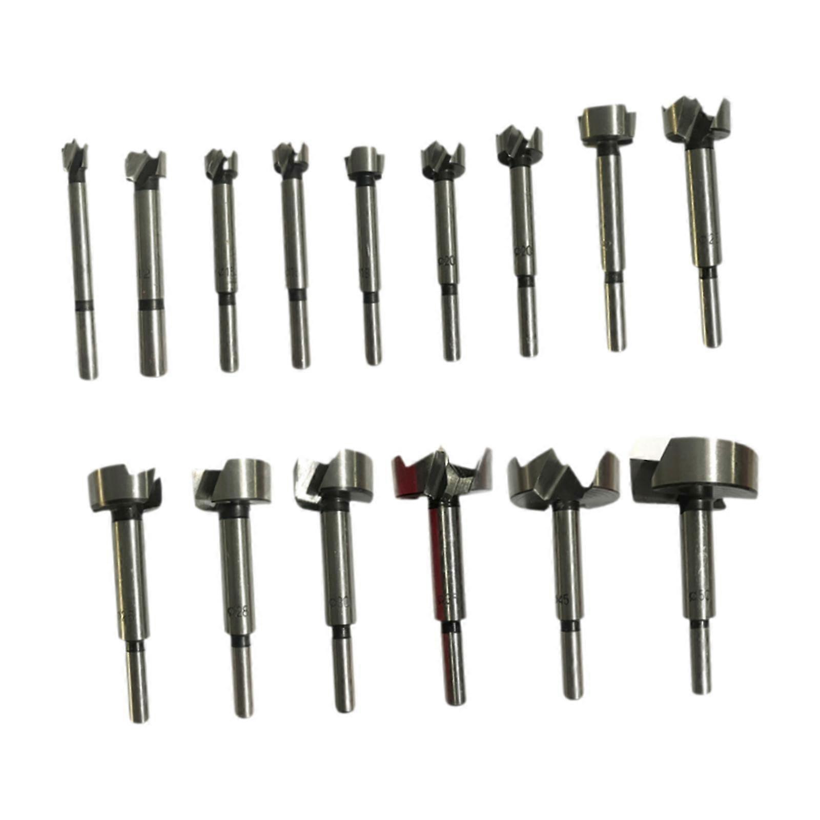 15件 Forstner 钻头套装 10mm-50mm 金属用于硬木 木材 软木