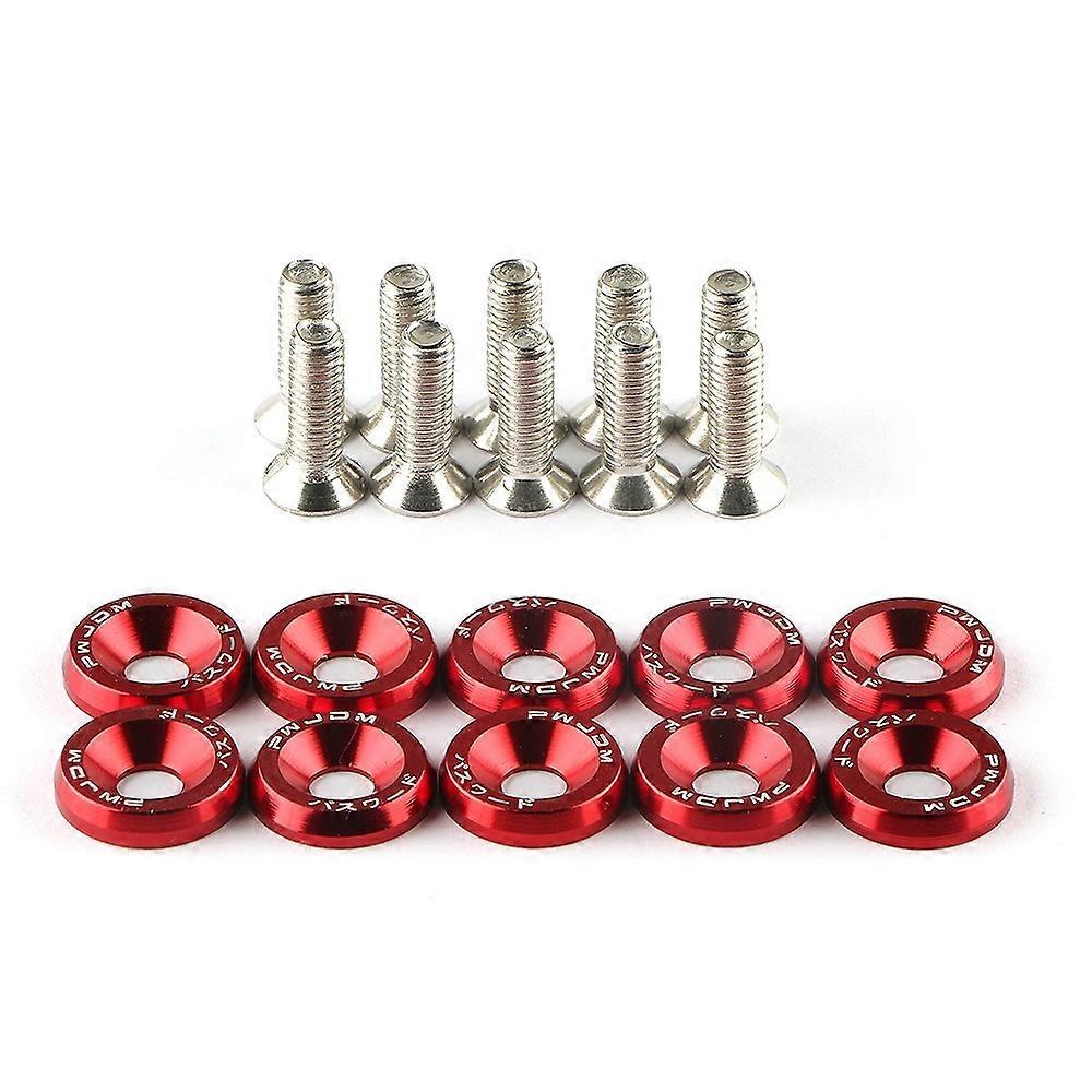 Universal M6 10Pcs Car Modified Hex Fasteners Fender Washer Bumper Engine Aluminum Concave Screws For Honda LBJ-1001