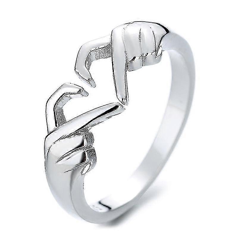Punk Alloy Two Hands Than Heart Ring Gothic Love Heart Gesture Hands Ring