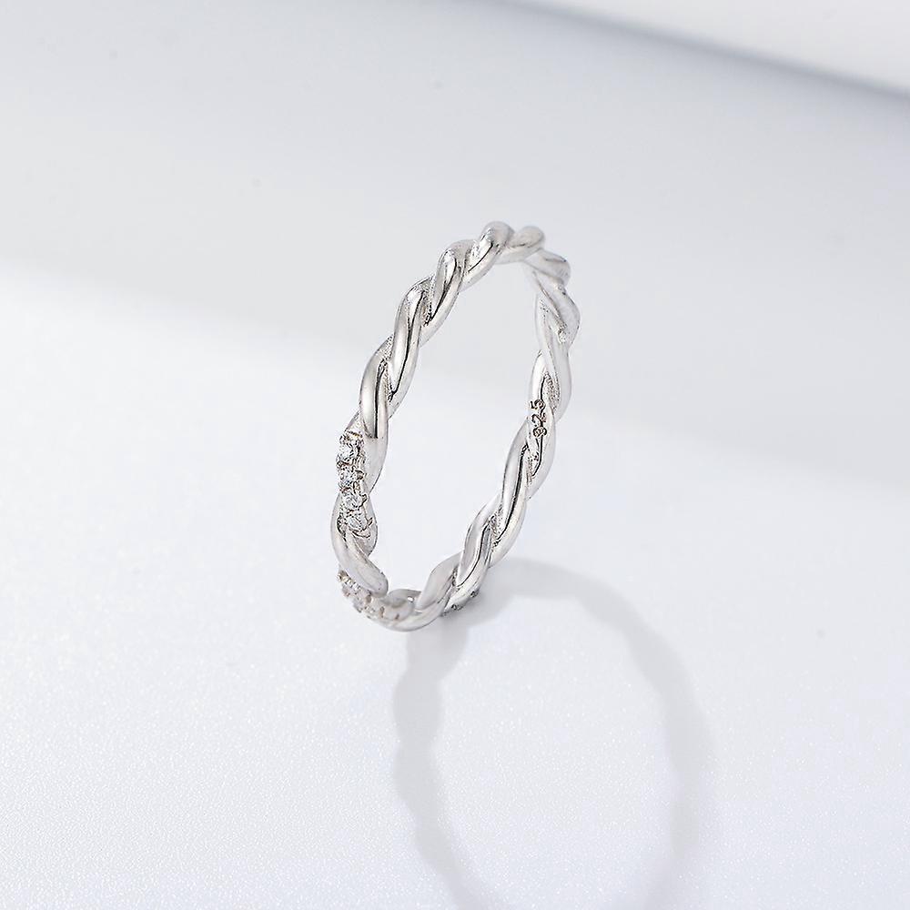 Micro Encrusted White Cubic Zircon Sterling Sillver S925 Ring Wearing Wind Ring