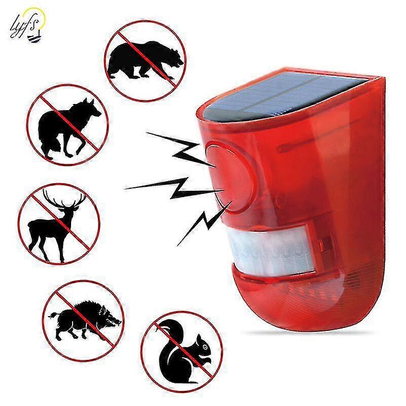 Alerte sonore solaire Flash Warning Sound & Capteur de mouvement d’alarme lumineuse 110 décibels Sirène Strobe Système d’alarme de sécurité pour ferme