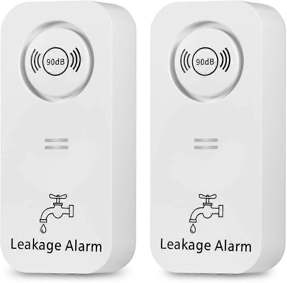 Wassermelder, Leck- und Wassertropfenalarm, 90-dB-Sirene, kabelloser Wassermelder für Badezimmer, Wäscherei, Küche (2er-Pack)