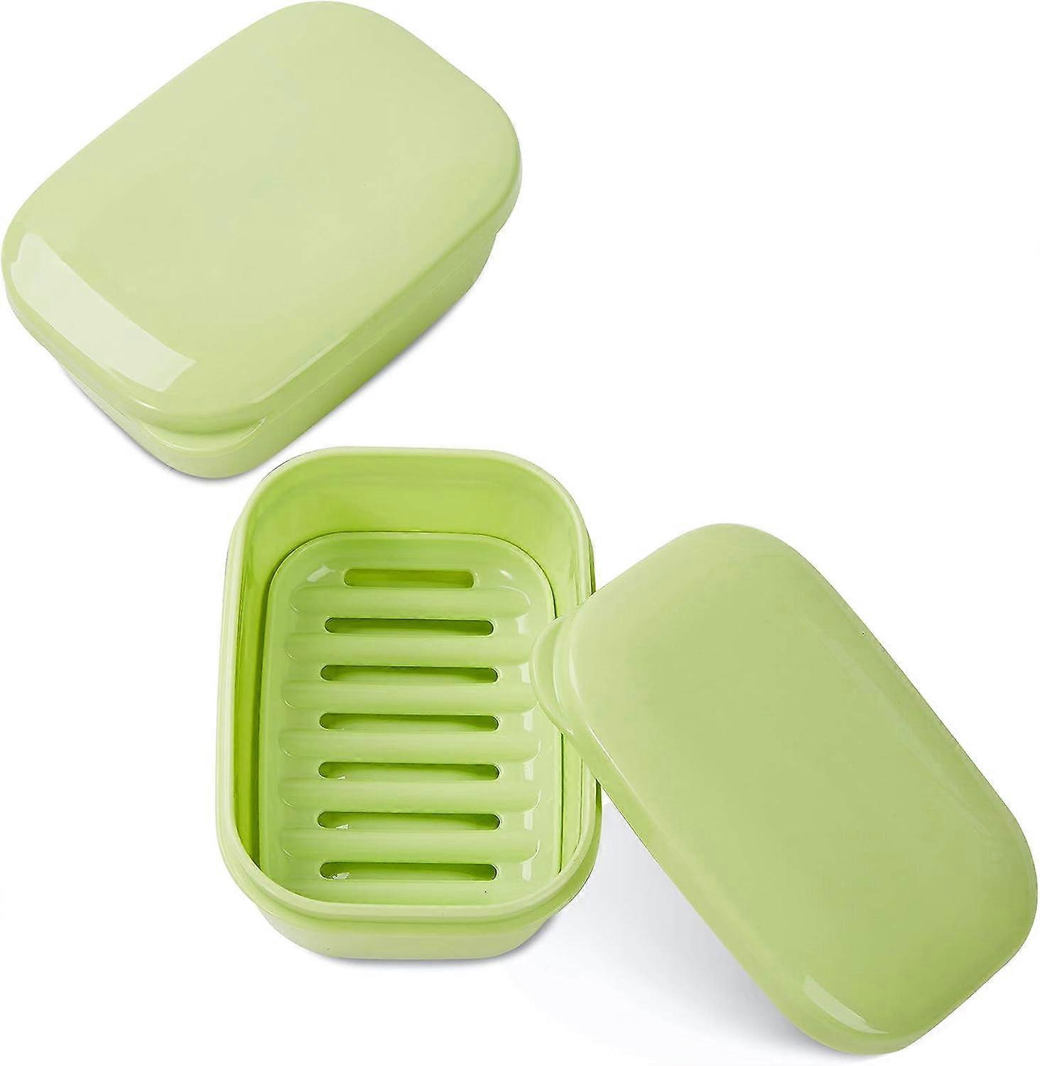 Reis zeephouder, 2 stuks draagbare zeepbakje zeep Saver voor Camping Gym Travel (groen)