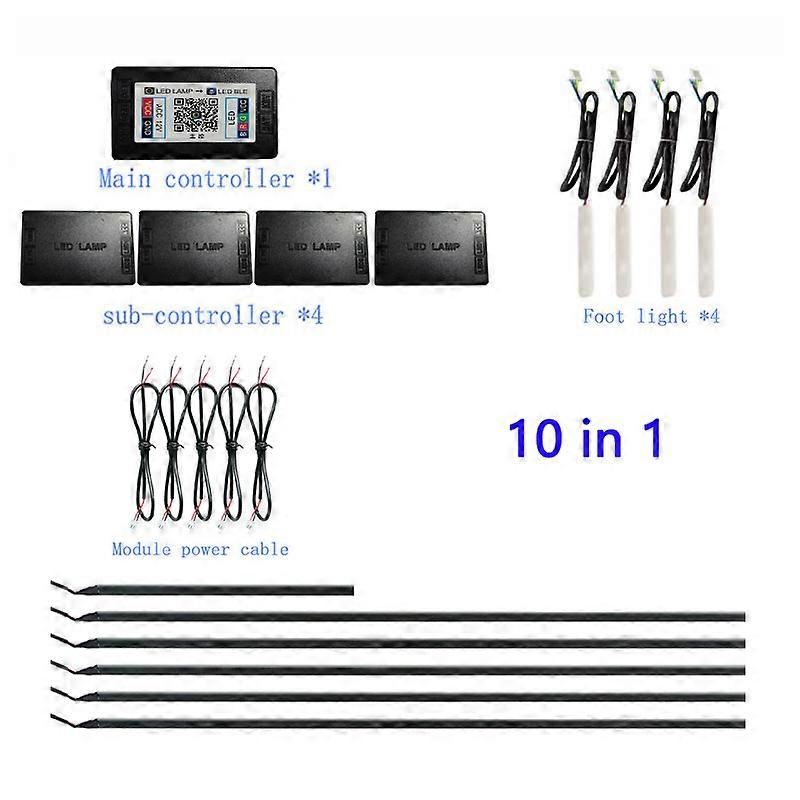 18 in 1 Ambient Light Car Interior Lights Strips RGB LED Acrylic Backlight Guide 64 Color App Control Atmosphere Decoration Lamp