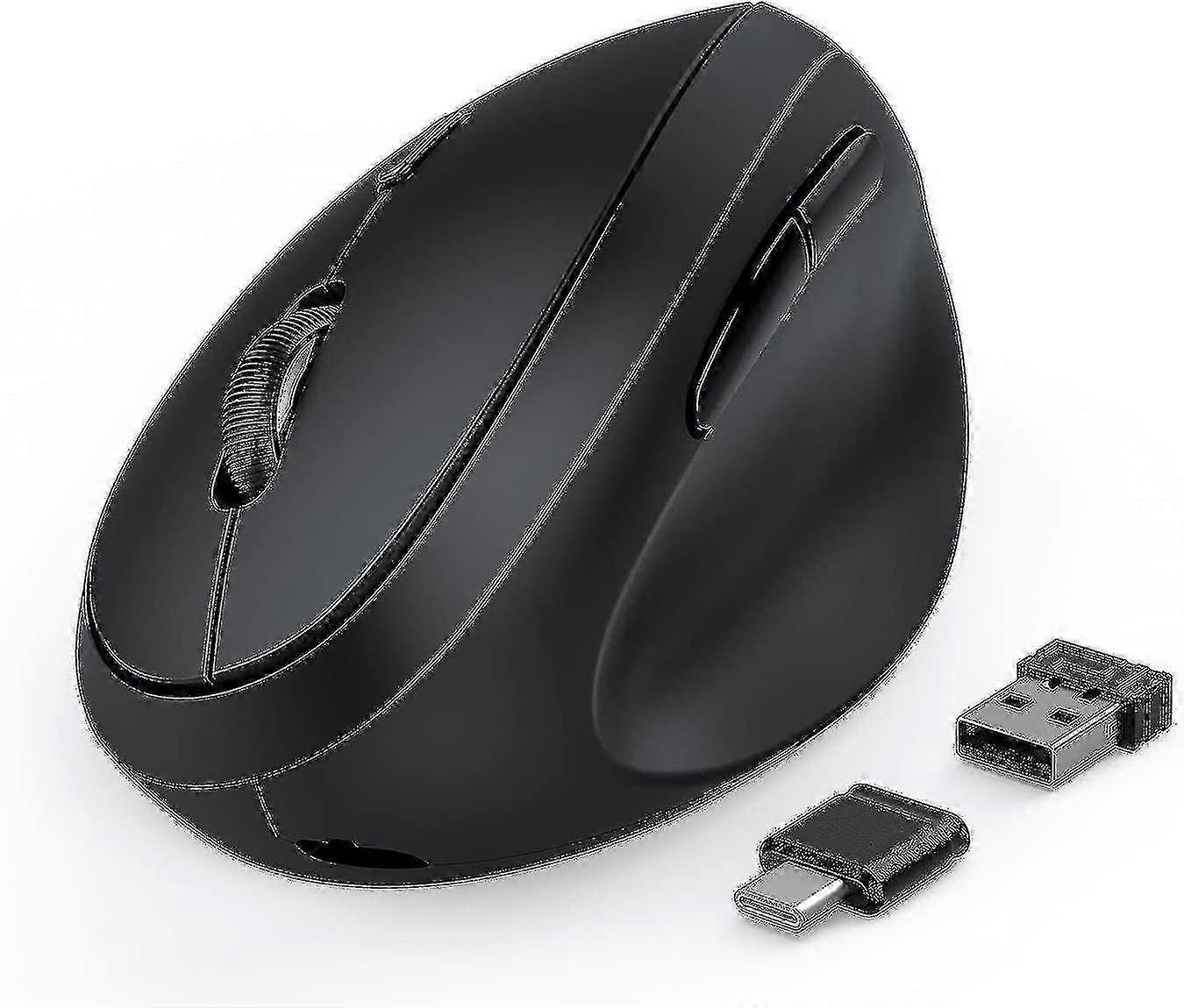 Mouse-ul vertical wireless, jelly comb ergonomic mouse-ul reduce tulpina încheietura mâinii, comutați ușor între 3 computere cu conexiune Bluetooth, USB sau de tip C, Re