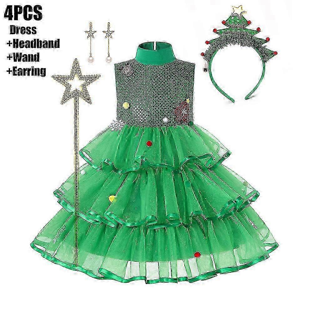 Kids Christmas Dress For Girl Xmas Princess Tutu Vestidos 2025 New Year  Gowns Green Elf Costume Children Clothing 2-10y Baby Gir | Fruugo IL
