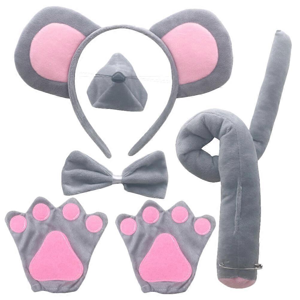 1 ensemble de costume de souris avec oreilles de souris bandeau souris nez de souris queue de souris nœud papillon kit
