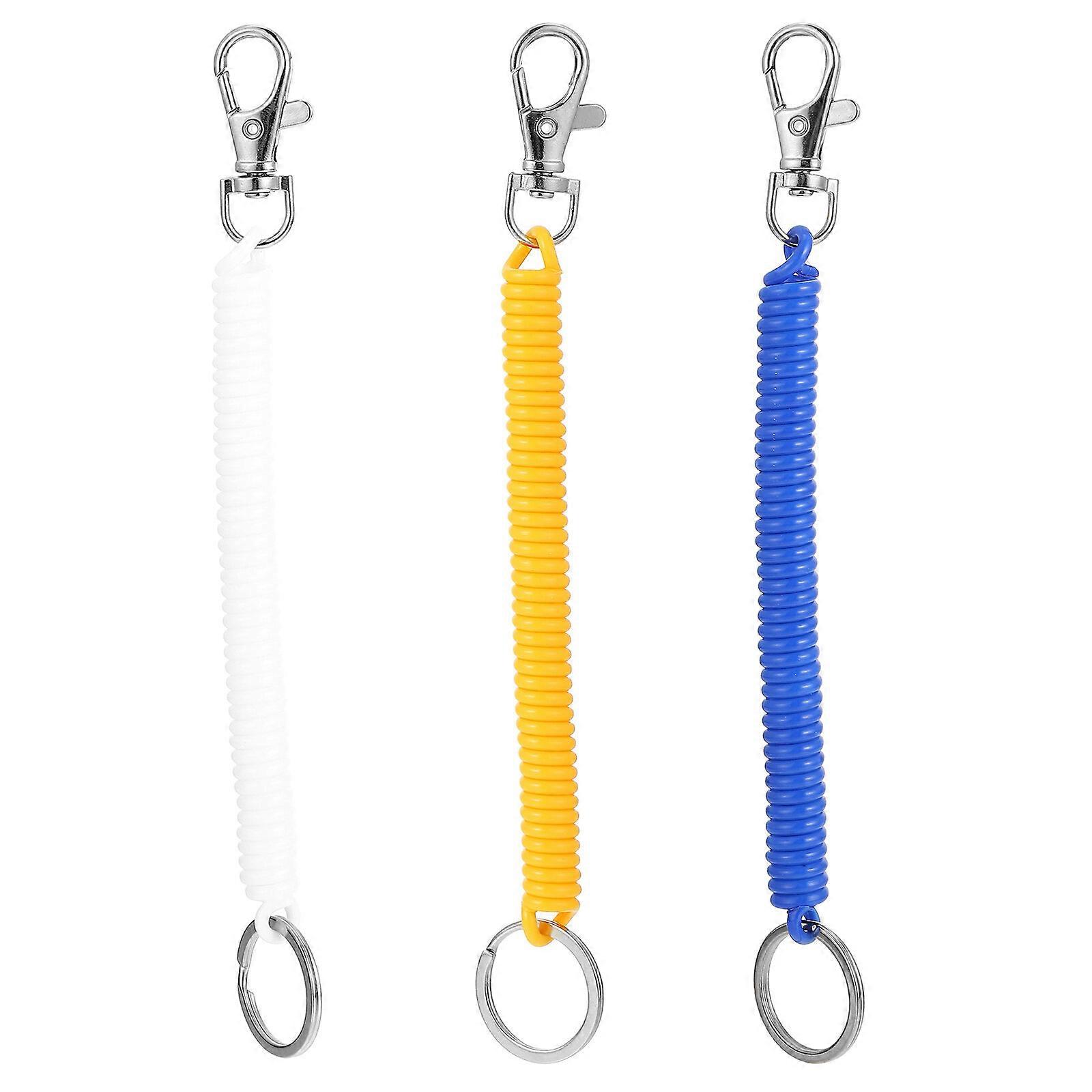 3Pcs Retractable Spring Coil Key Chain Anti-lost Stretch Cord Safety Key Ring
