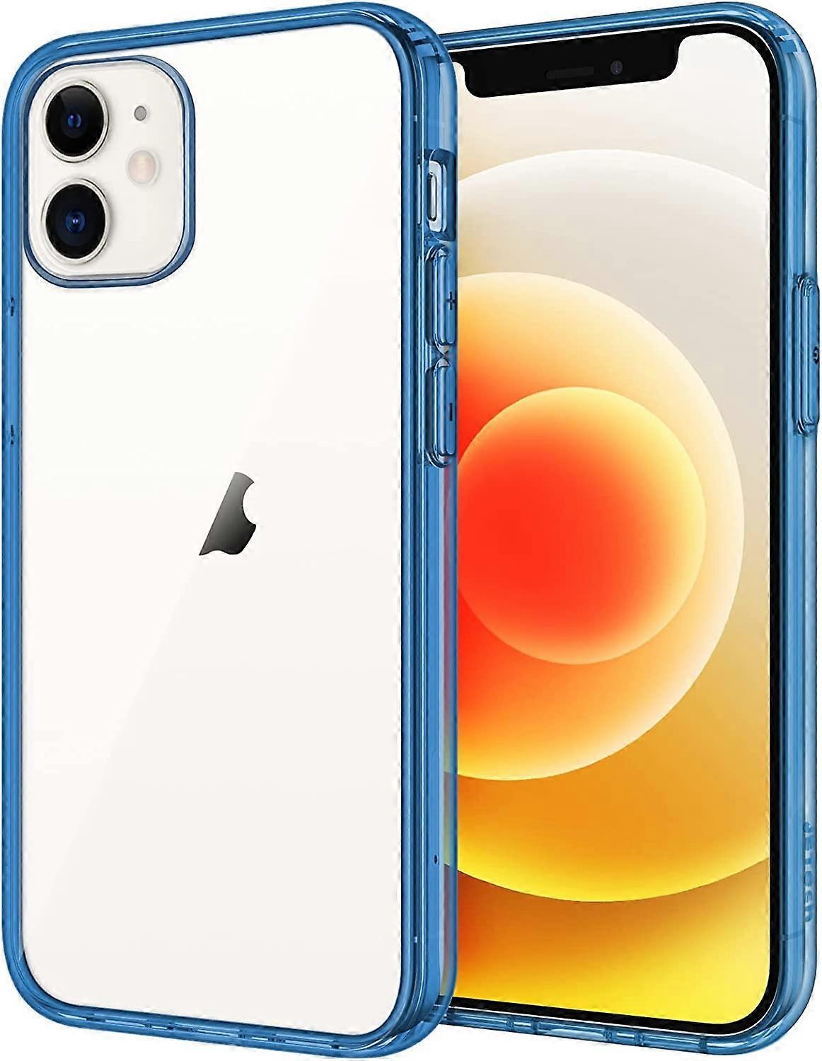 Case Compatível com iPhone 12 Mini 5.4 polegadas, tampa do para-choques do telefone, anti-arranhar claramente para trás (azul)