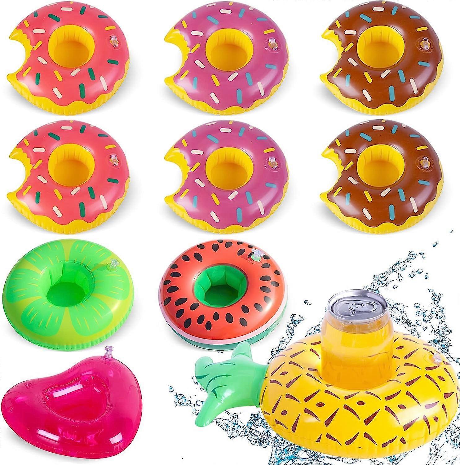 Inflatable Drink Holders, 10 Pack Float Drink Holders Floating Drink Holders for Pool Drink Floats Inflatable Coasters for Pool Party Kids Bath Toys