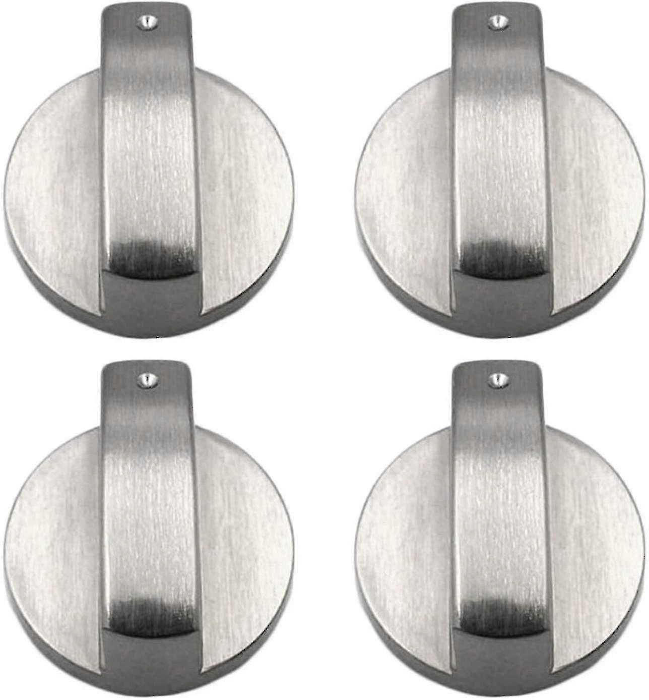 Gasherdknöpfe, 4 Stück, Metall, 6 mm, silberfarben, Einstellknöpfe für Gasherd oder Backofen