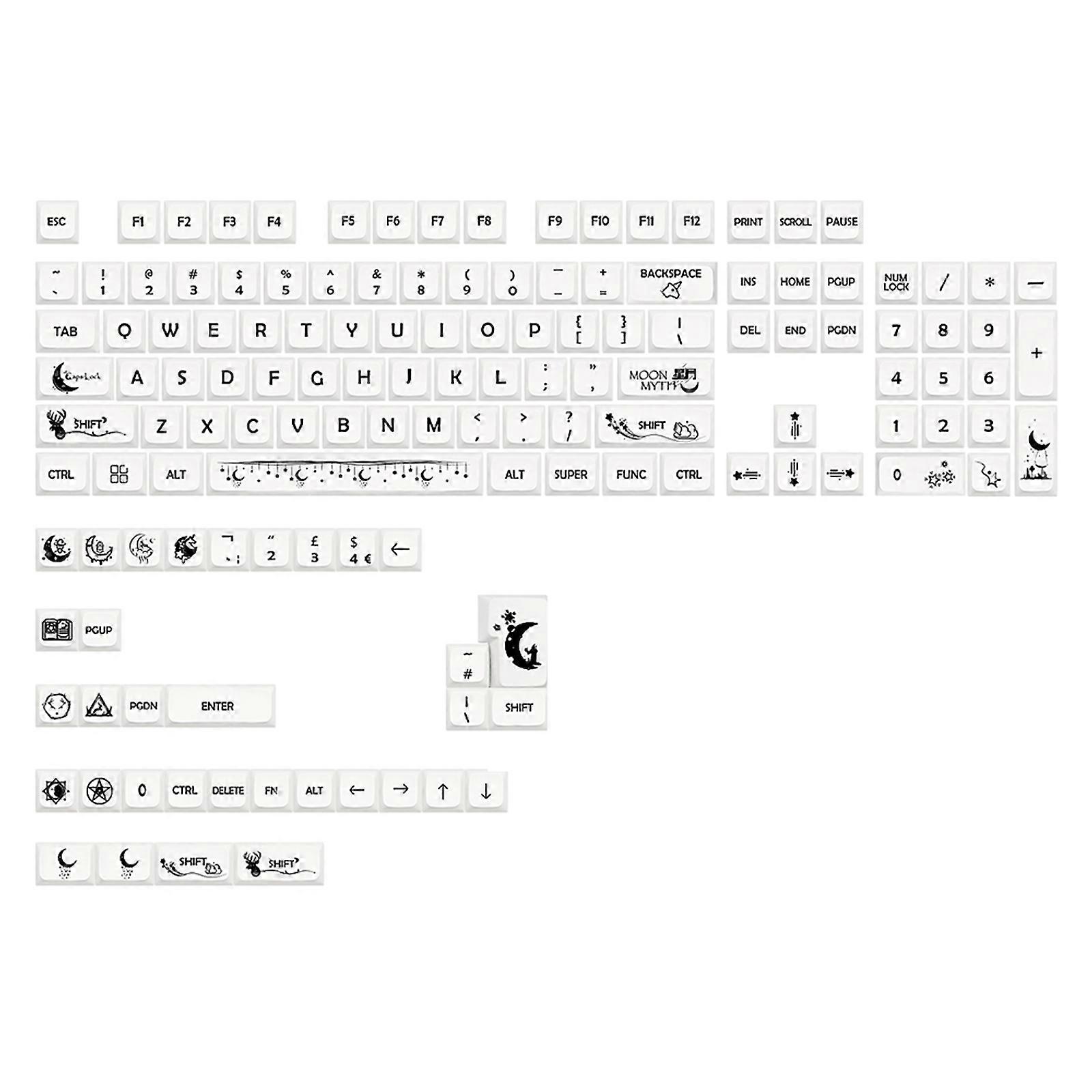 PBT Dye Sub Keycaps 138pcs MDA Height Moon Myth Keycap Mechanical Keyboard