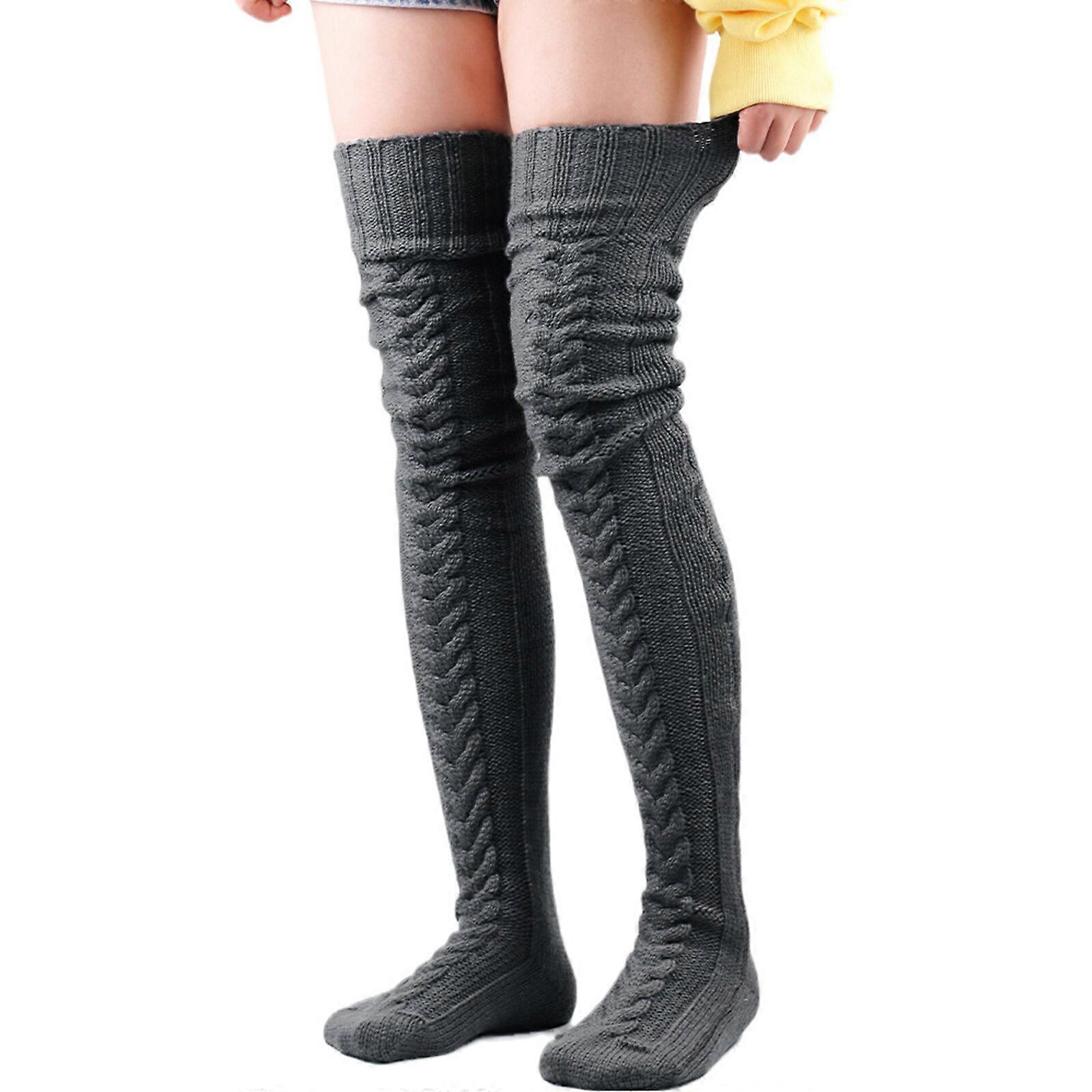 Női kábel kötött comb magas boot zokni extra hosszú téli harisnya lábmelegítők