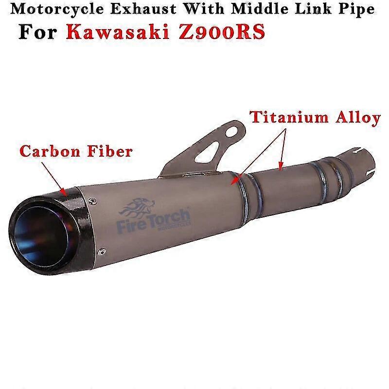 Exquisite exhaust pipeMotorcycle Exhaust Moto Escape Modified System Titanium Alloy Project Muffler With Middle Link Pipe Slip On For Kawasaki Z900RS