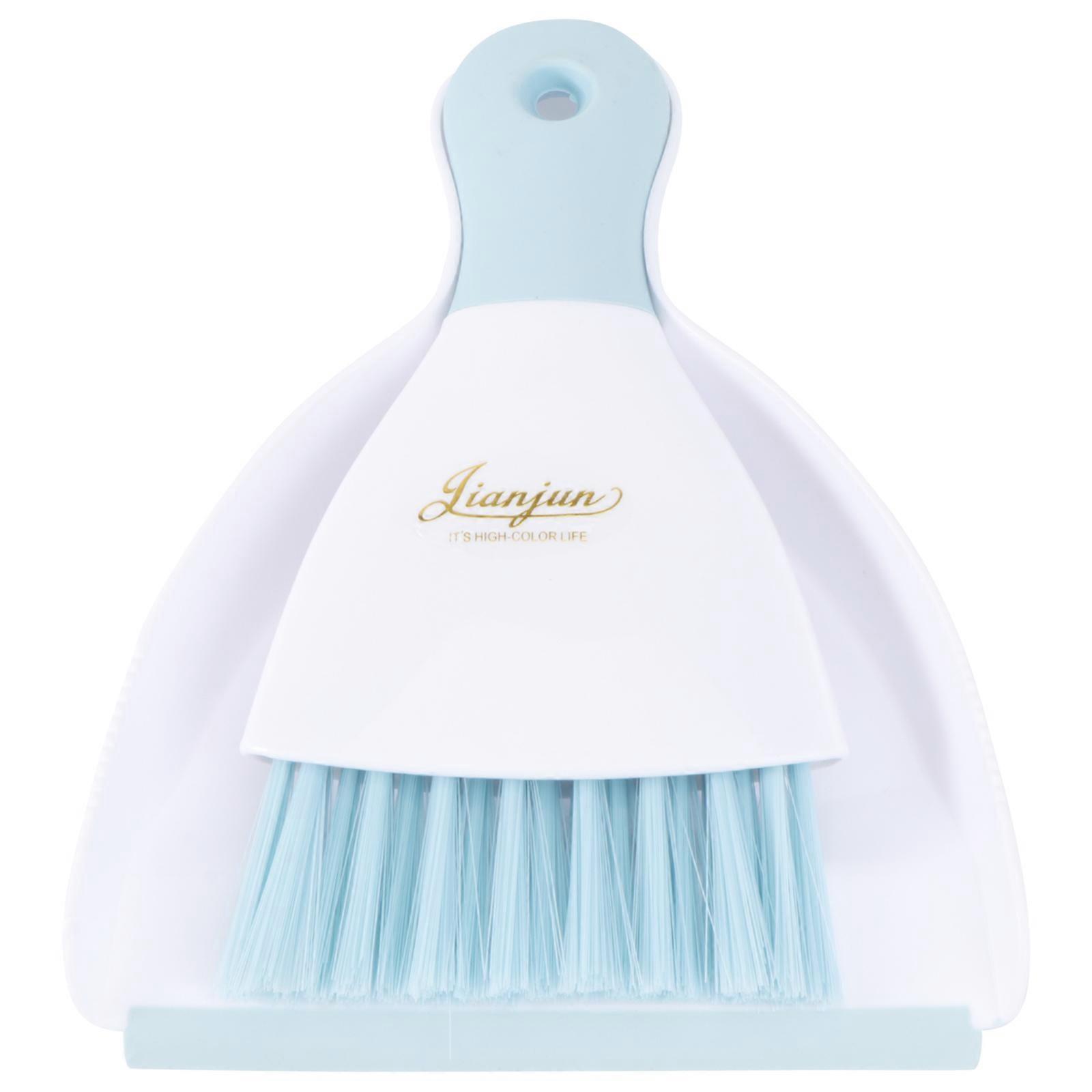 Practical Plastic Mini Broom Creative Dustpan Set Desktop Cleaning Tool (Blue)