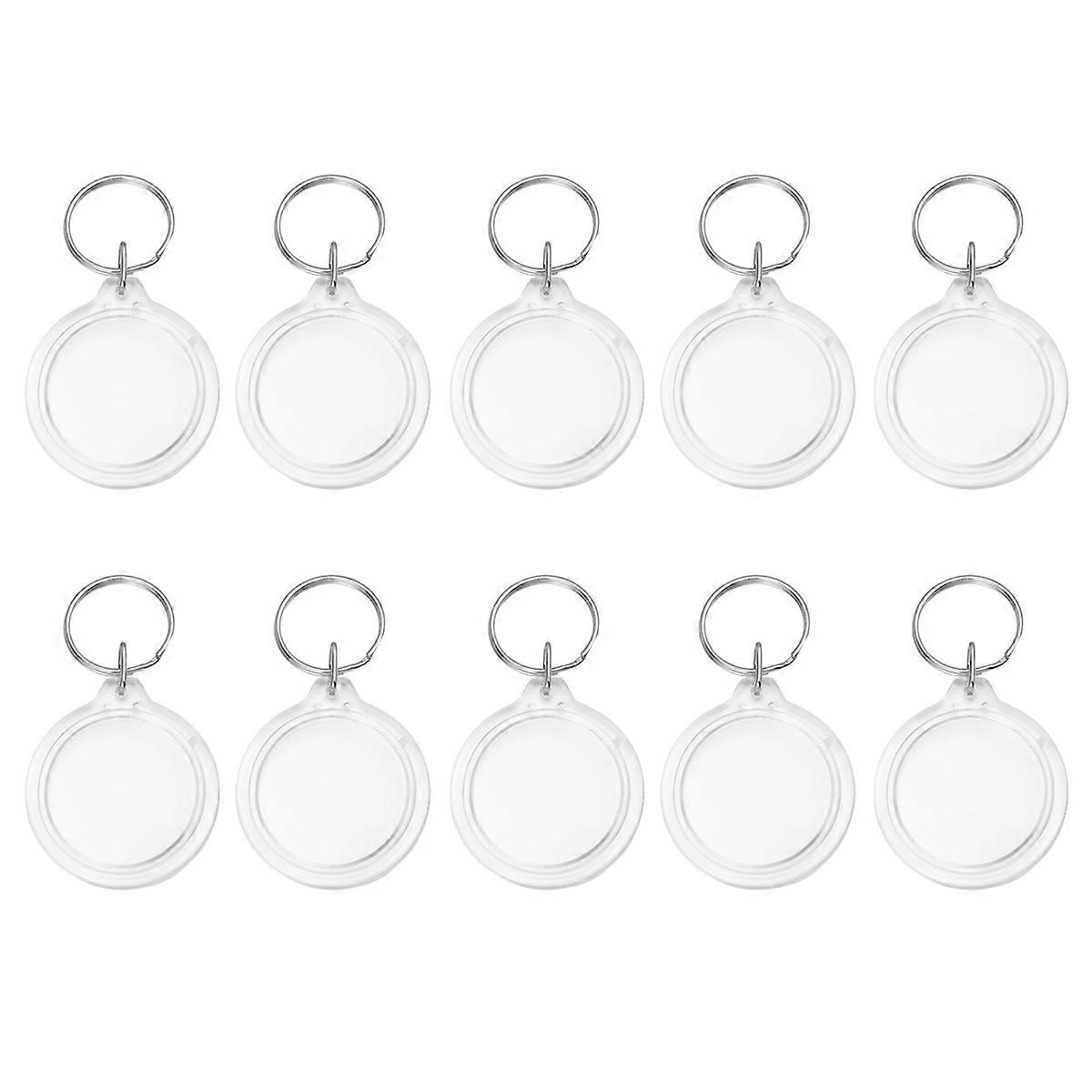 100 Pcs Round Picture Frame Picture Keychains Transparent Blank Insert Photo Frame Picture Key Chain