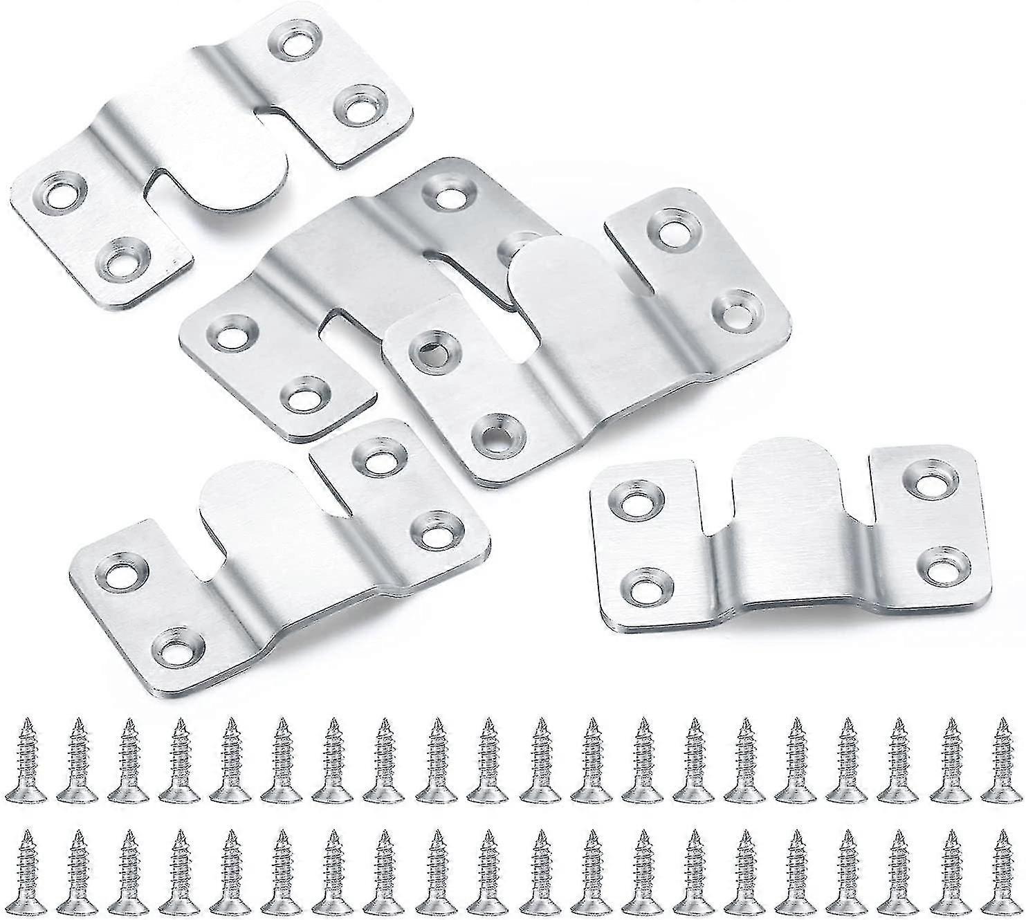 10pcs Flush Mount Bracket, Stainless Steel Interlocking Photo Frame Hook, Heavy