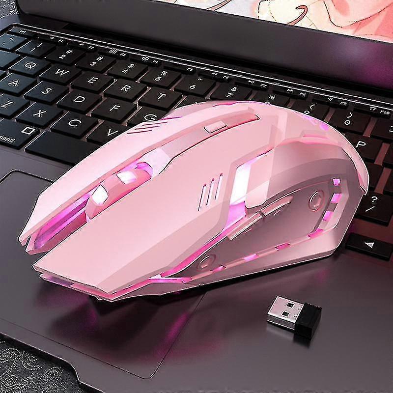 Bluetooth Wireless Mouse Lindo Rosa Silencio Juego Ratón Recargable
