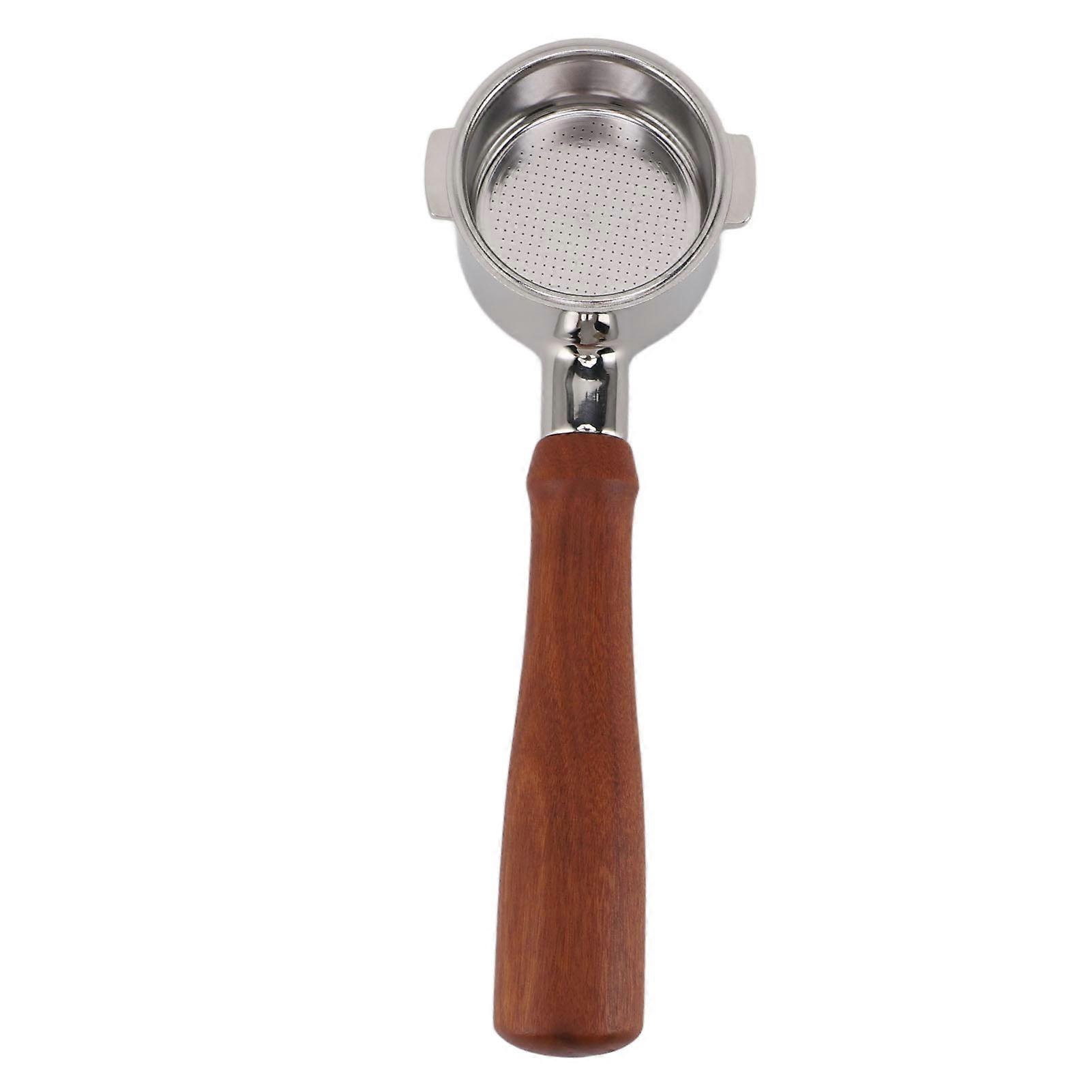 51mm 2 Ears Coffee Bottomless Portafilter 304 Stainless Steel Bottomless Portafilter with Wood Handle for Delonghi Coffee Machine