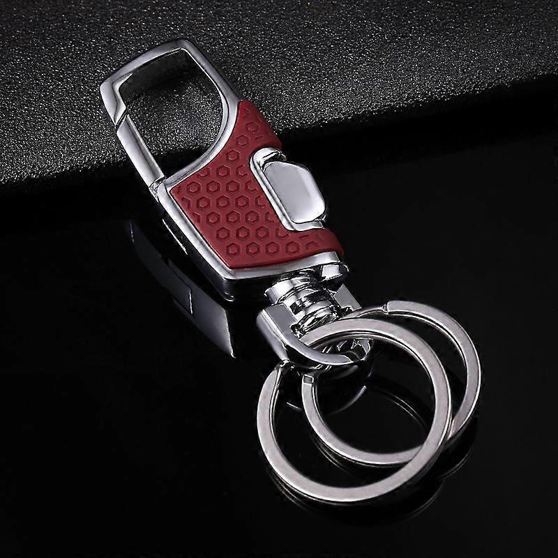 2pc Key Chain with 2 Extra Key Rings Heavy Duty Car Keychain for Men and Women - Black (D-4)