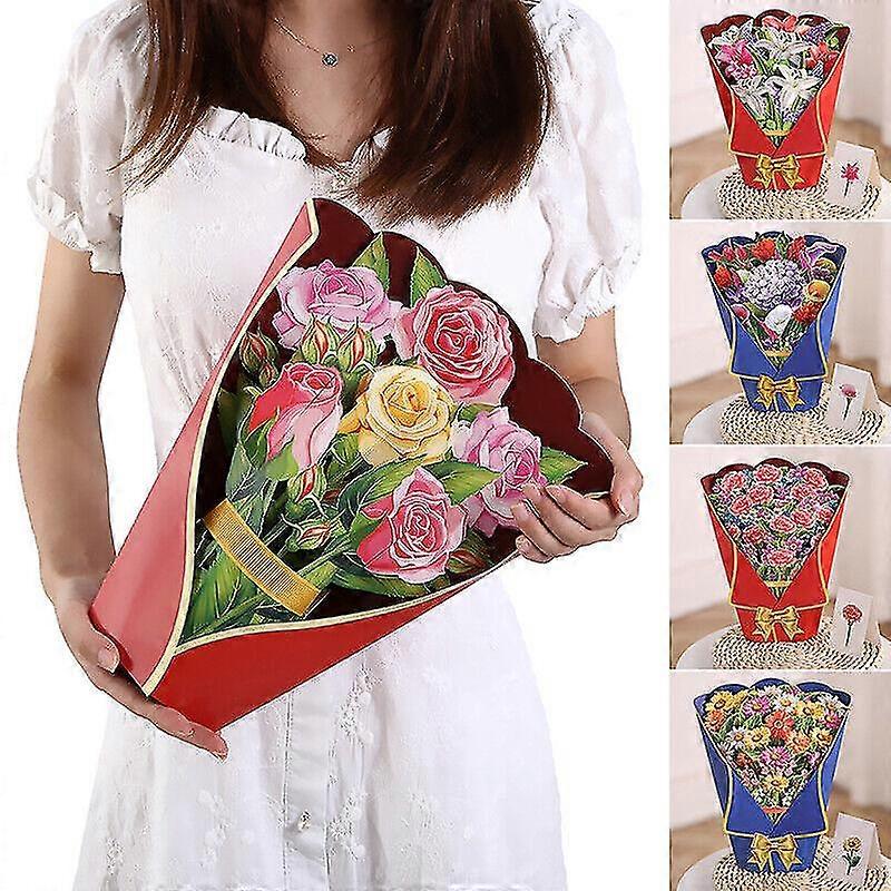 3d Flower Paper Carved Pop-up Greeting Cards Mother's Day Wedding Birday Gift