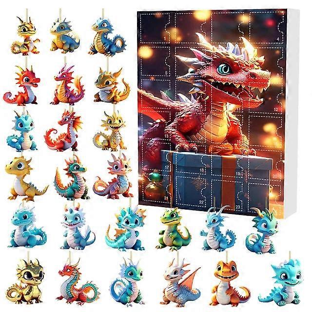 الهدايا بما في ذلك دمى طفل التنين الرائعة 2D وقلادة عيد الميلاد المذهلة تقويم العد التنازلي لعيد الميلاد يضم 24 مفاجأة