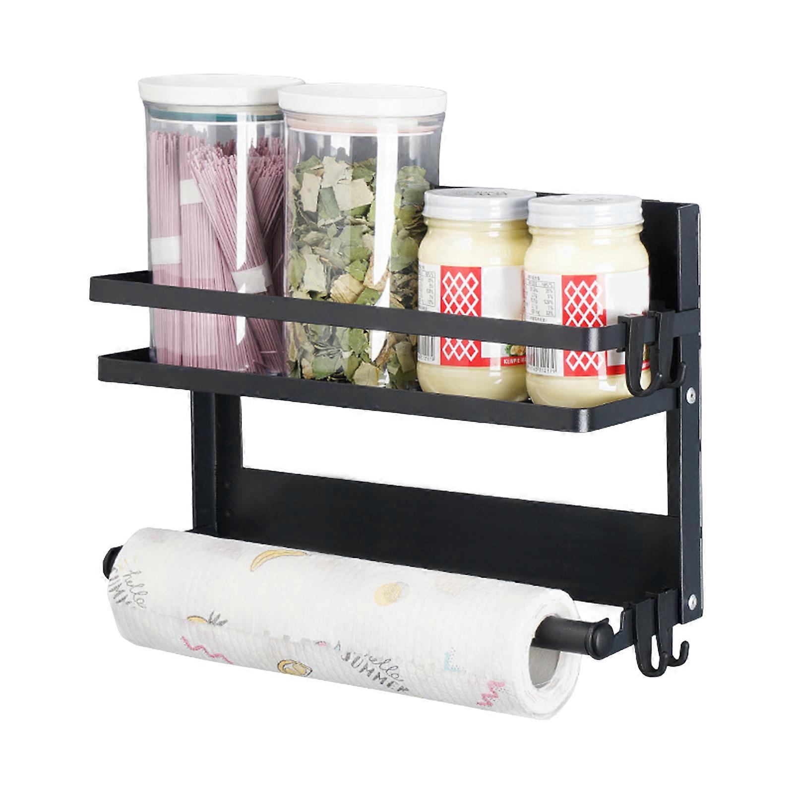 Magnetic Storage Rack Single/Double Layer Rustproof Corrosion Resistant Guardrail Design Spice Rack Storage Holder