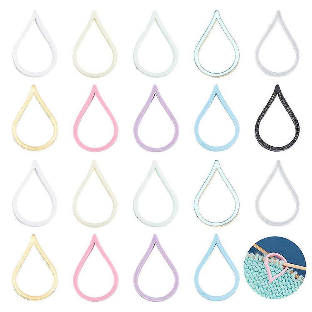Acrylic Locking Stitch Markers Teardrop Mixed Color 3cm 20pcs/set