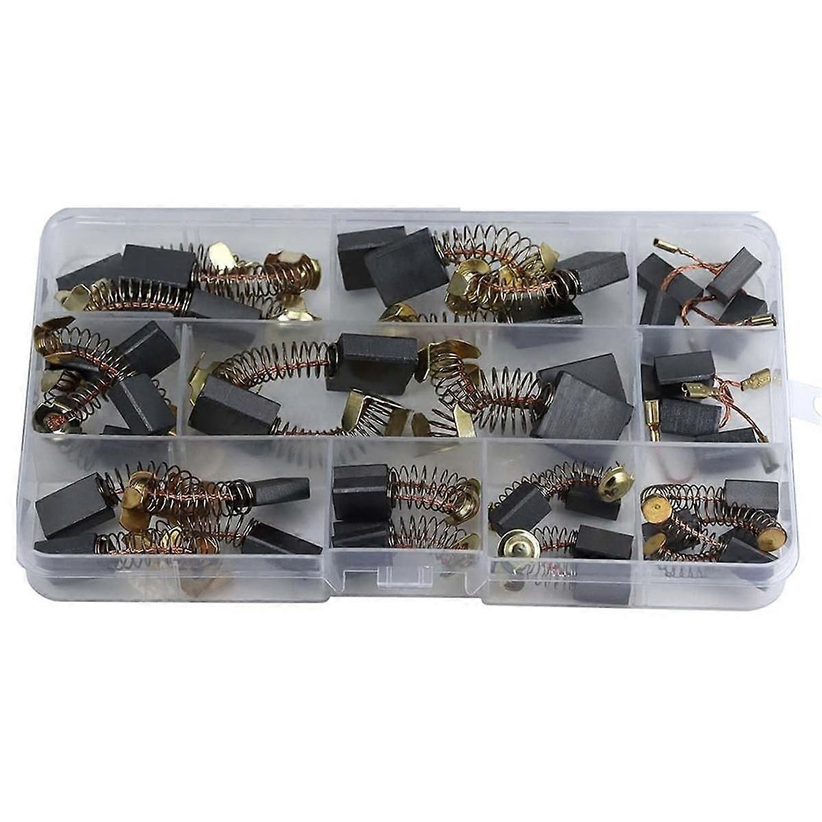 Electric Motor Carbon Brushes Set - 40 Pack Replacement Repair Kit with 10 Sizes, Suitable for Repa