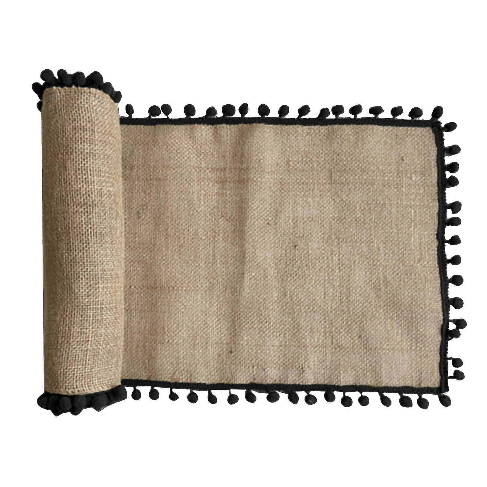 Party Table Runner Weaving Fabric Boho Style Small Plush Ball Decor Stain-Proof Reusable Table Protection Decoration Prom Banquet Table Runner