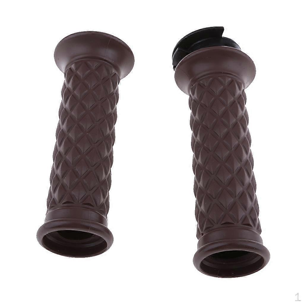 Vintage -Rennfahrer Motorbike Rubber Handlebar Grips 7/8'' 22mm Diamand Custom Brown