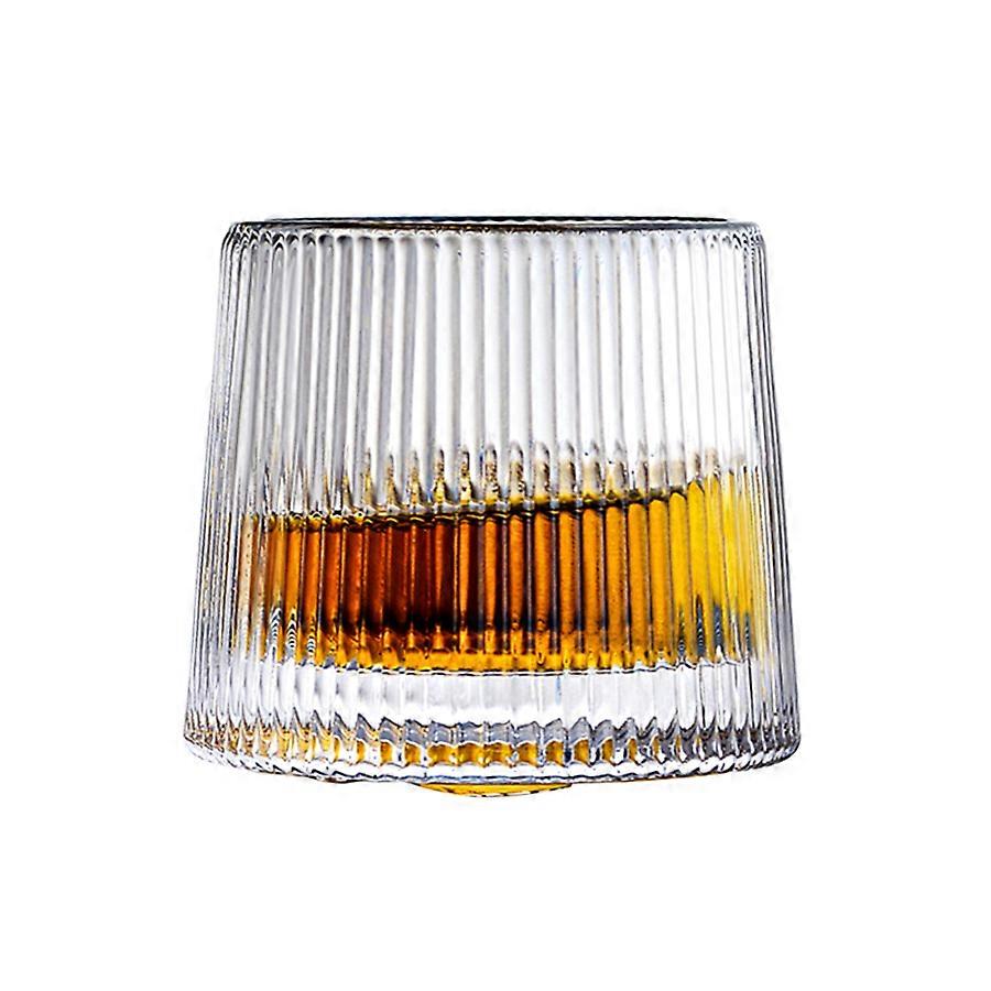 Premium Rotatable Whiskey Glass - Vertical Grain Pattern for Creative Decompression