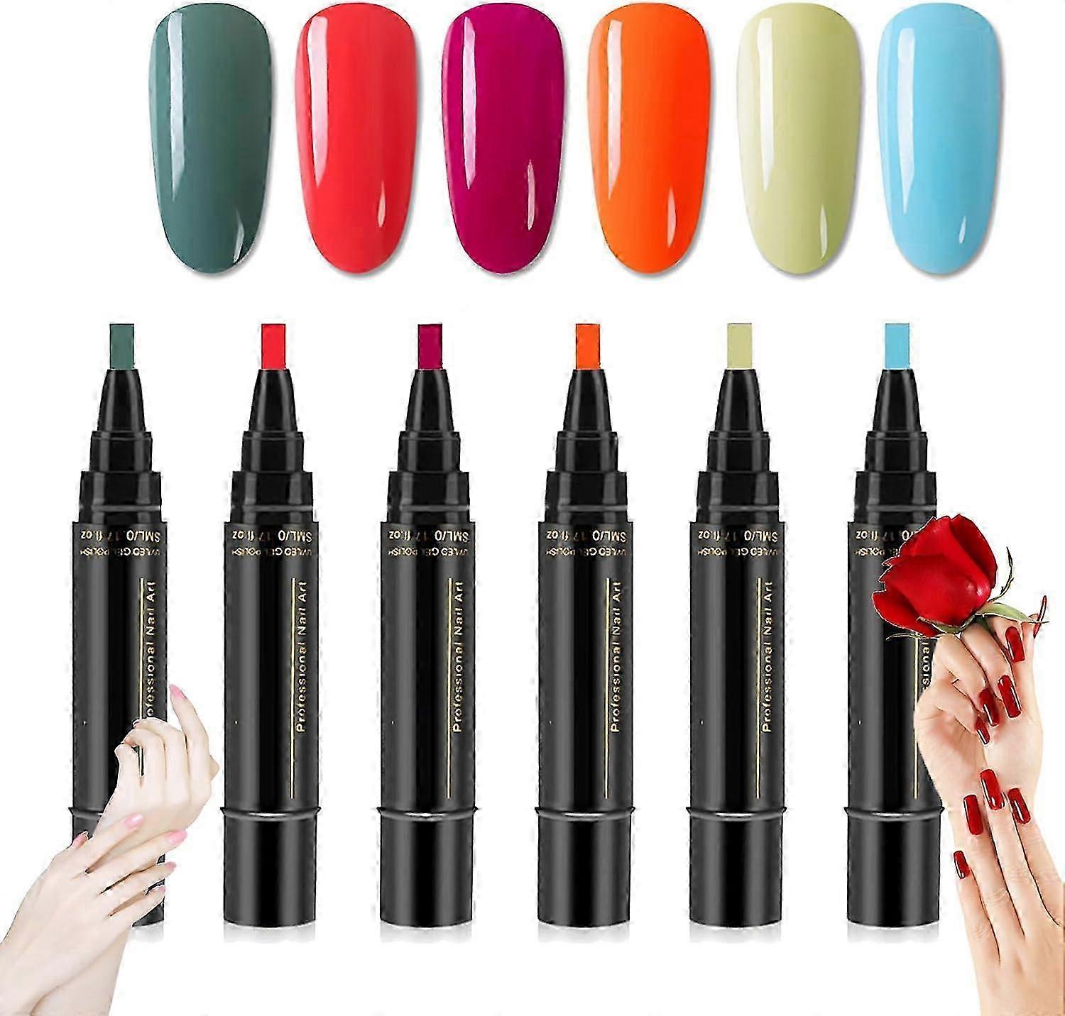 Nagellackspennor, 36 färger nagellacksgelpenna 5 ml, 3-i-1 gelnagellackspenna, soak-off UV LED nagellack nagelverktyg för kvinnor flickor