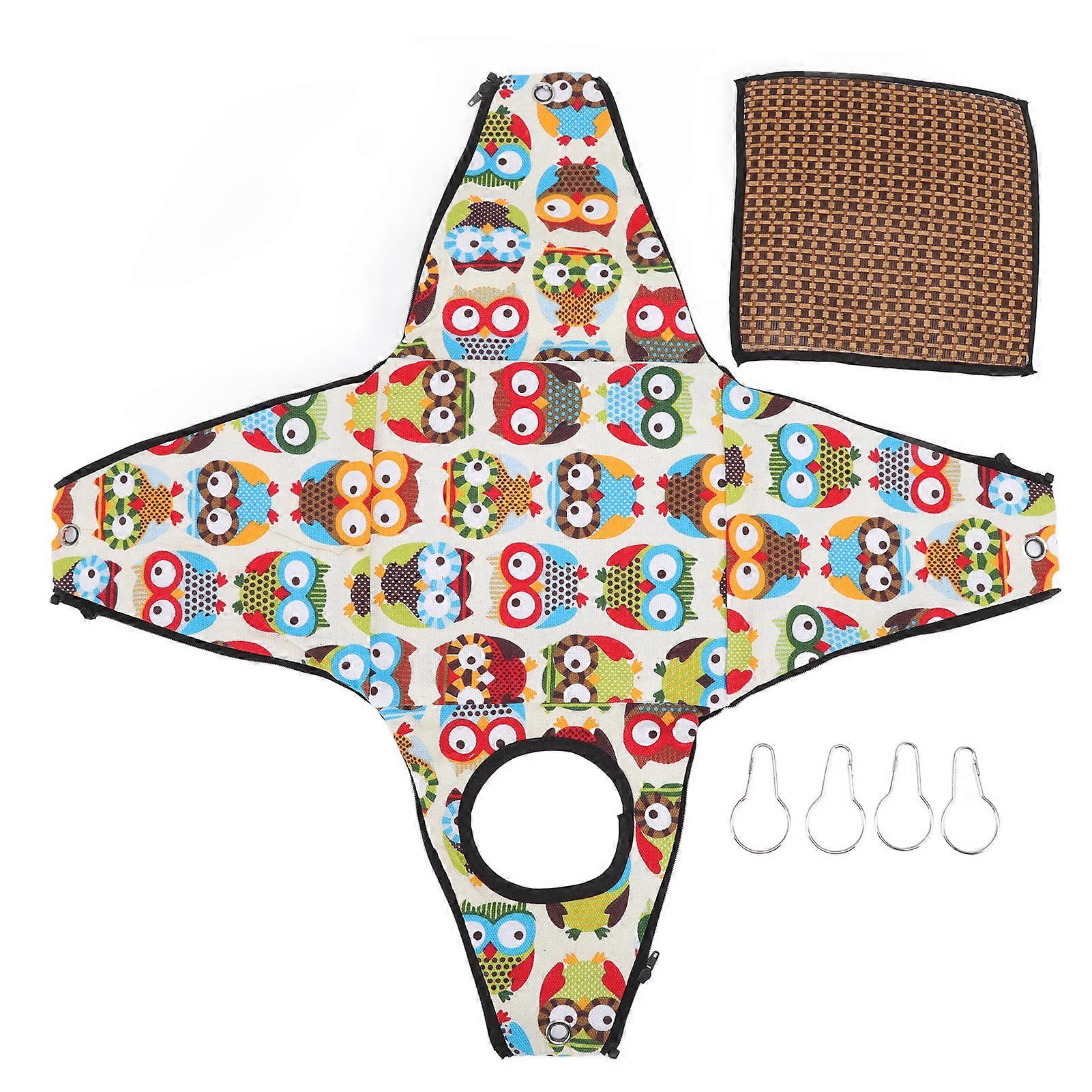Small Animal Hammock Owl Pattern Hanging Hamster Hammock Tent with 4 Hooks for Rat Guinea Pig Ferret Chinchilla 20x20x22cm / 7.9x7.9x8.7in