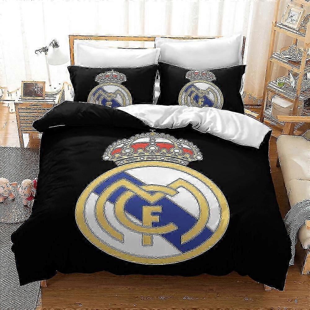 Ball Madrid Team Emblem K1# Bed Three-piece 3d Football Three-piece Size Real Madrid Quilt Cover