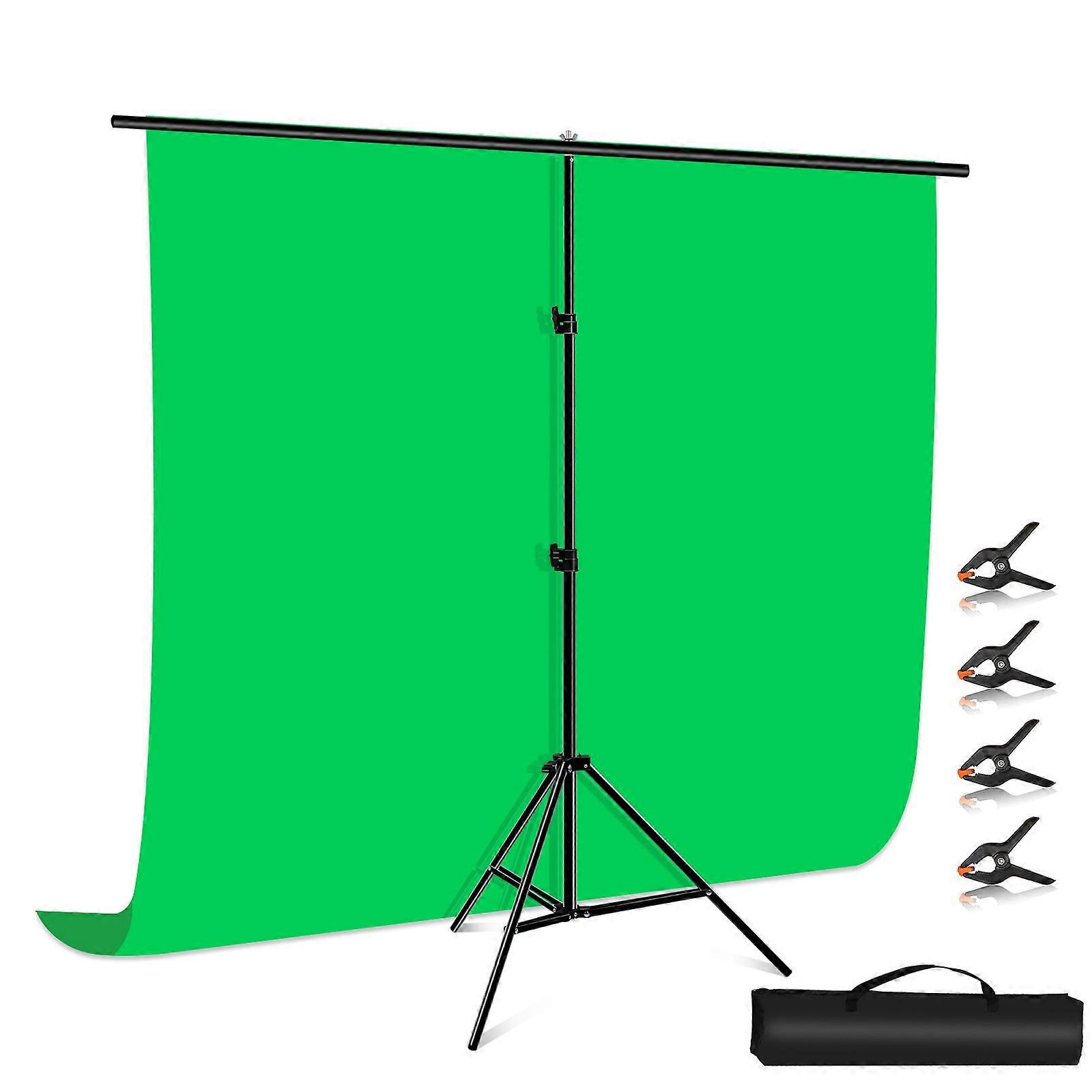 PULUZ 2x2m T-Shape Photo Studio Support Support Stand Backdrop Crossbar Bracket Kit avec clips (vert)
