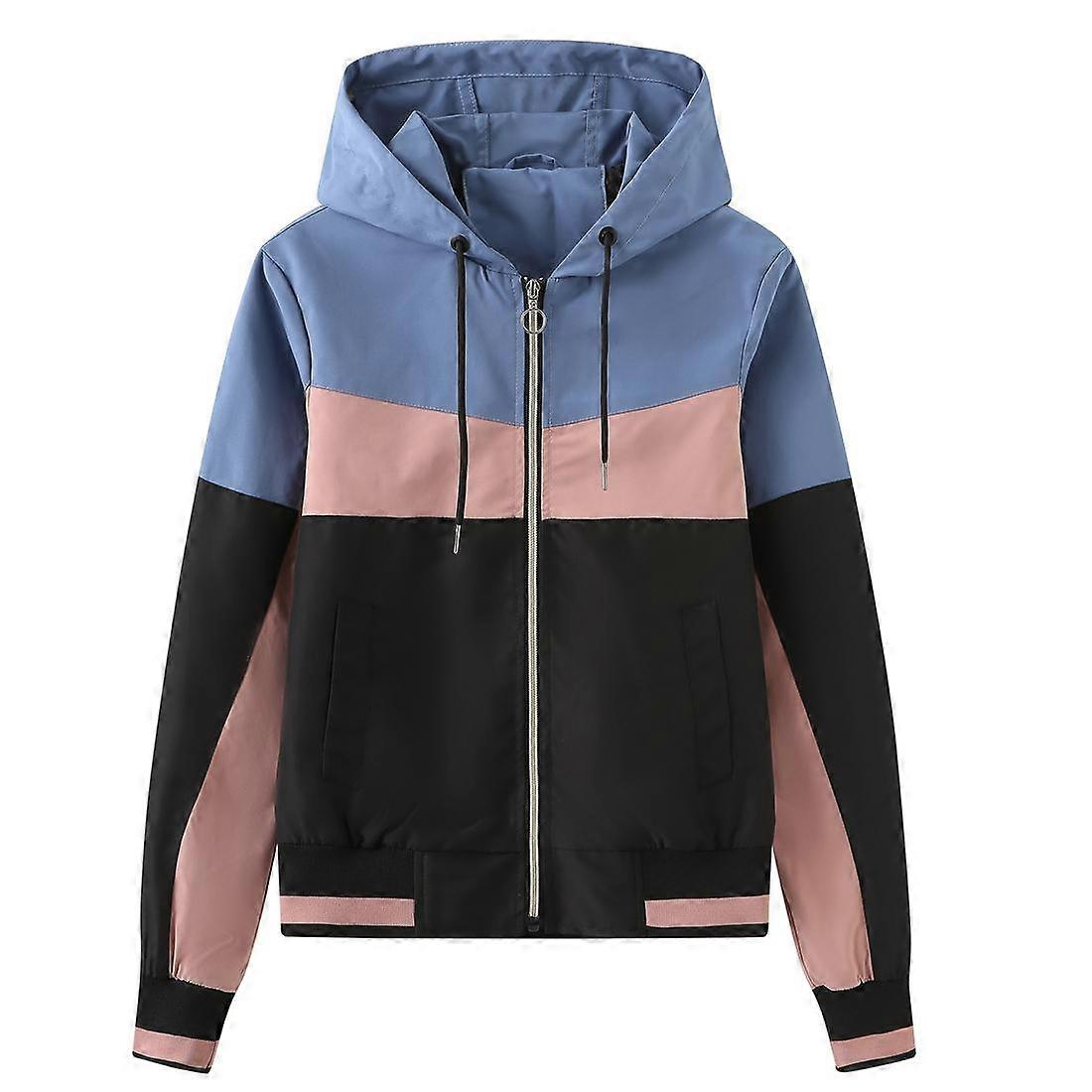 Women’s Hooded Windcheater Thin Light Rain Proof Jacket Multi Color Long Sleeve Zipper Windbreaker Spring Autumn Casual Outwear