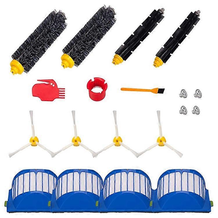 4 Side-Edge Brush+2 Pairs Main Brush+4 Filter Compatible For iRobot 600 Series (with 3 Cleaning Tools)