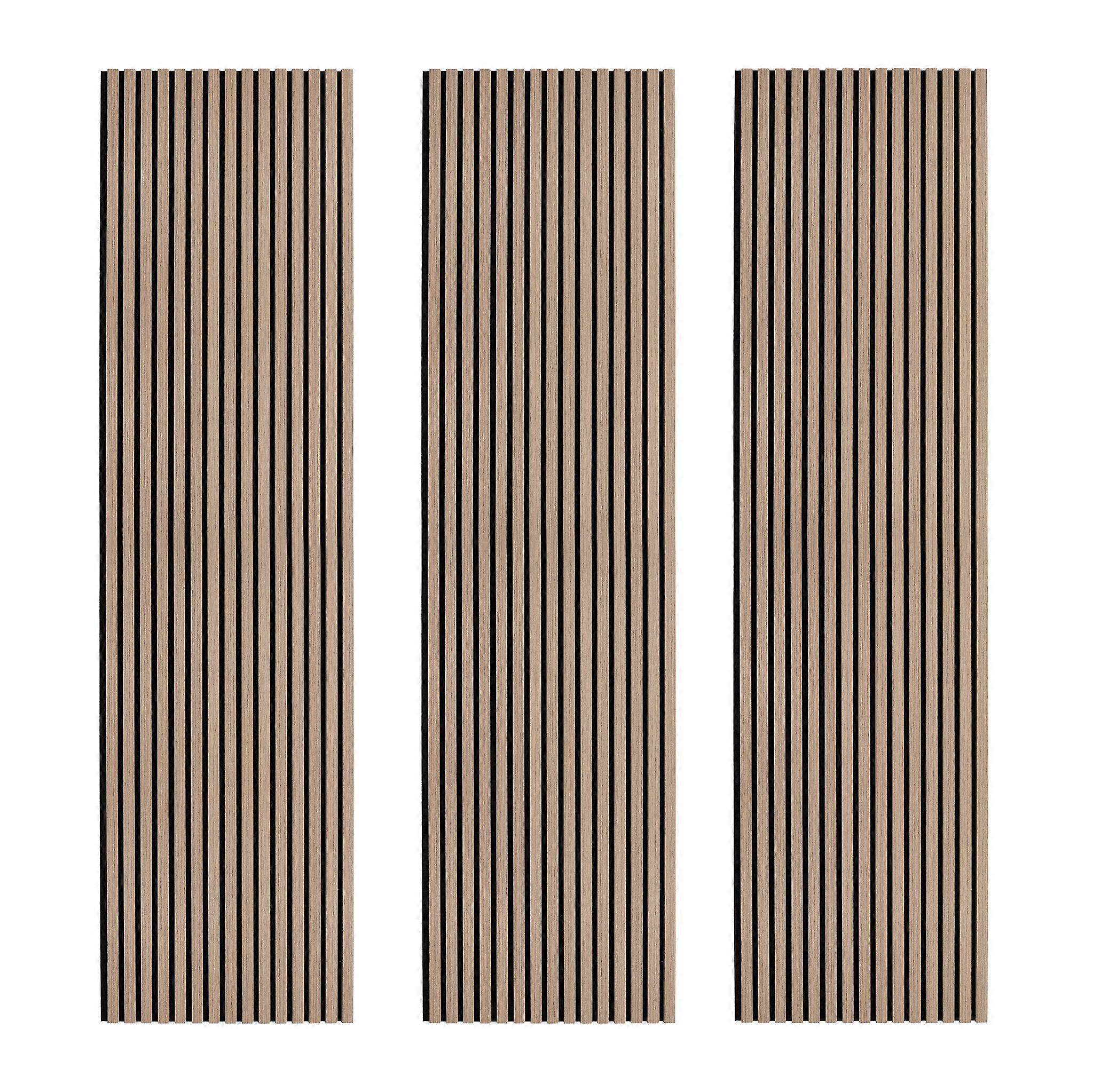 Panele ścienne akustyczne z listew x 3 - Jasny orzech