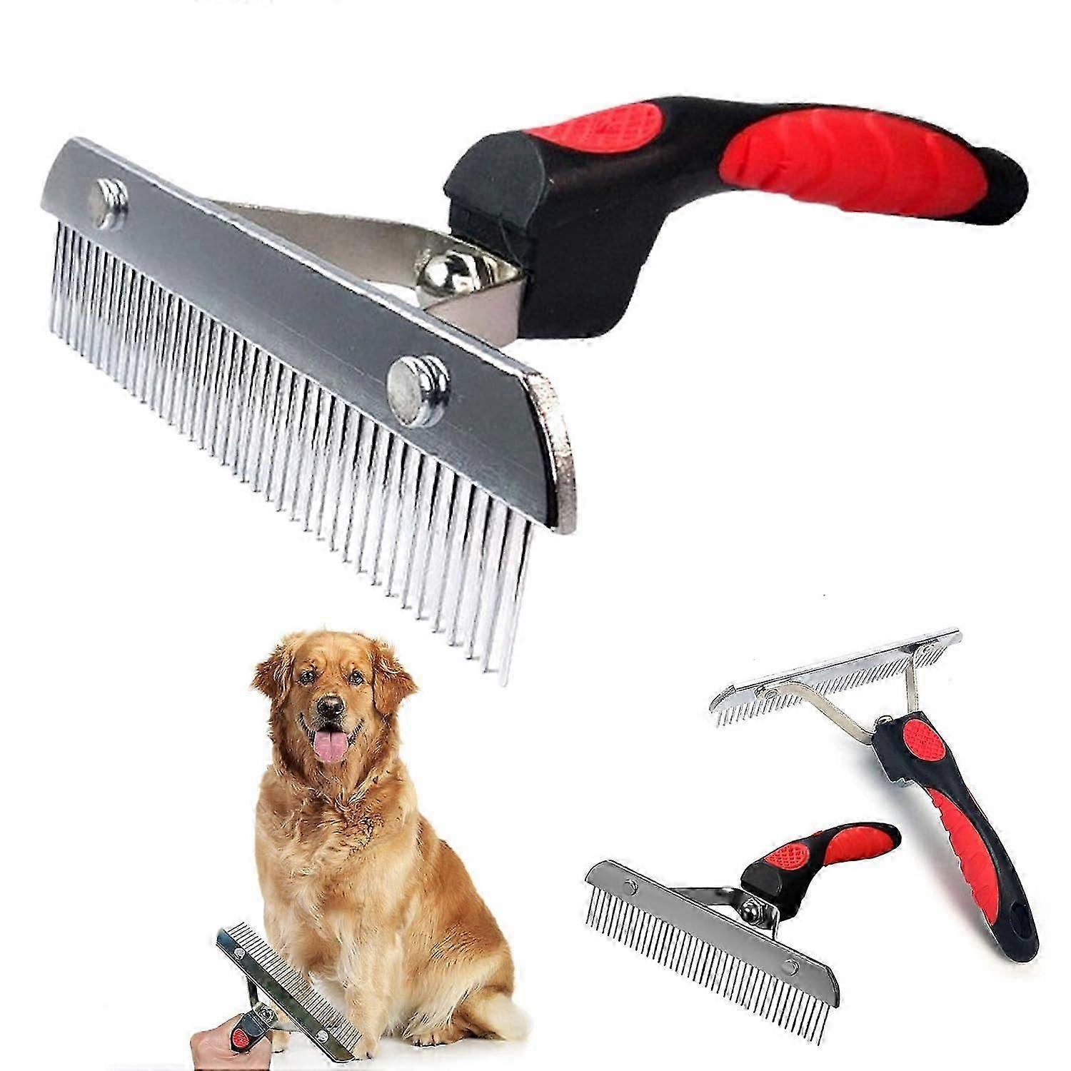 18164cm Undercoat Rake for Dogs, Extra-Large Rake Comb Long Hair Dog Rake with Anti-Slip Handle, Grooming Brush for Double Coat Dogs Golden Retriever