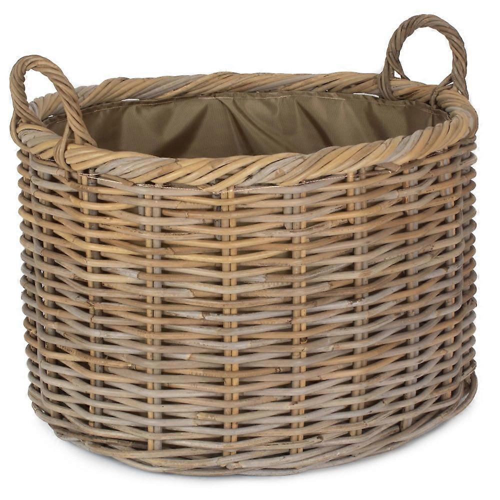 Oval Rattan Log Basket With Cordura Lining