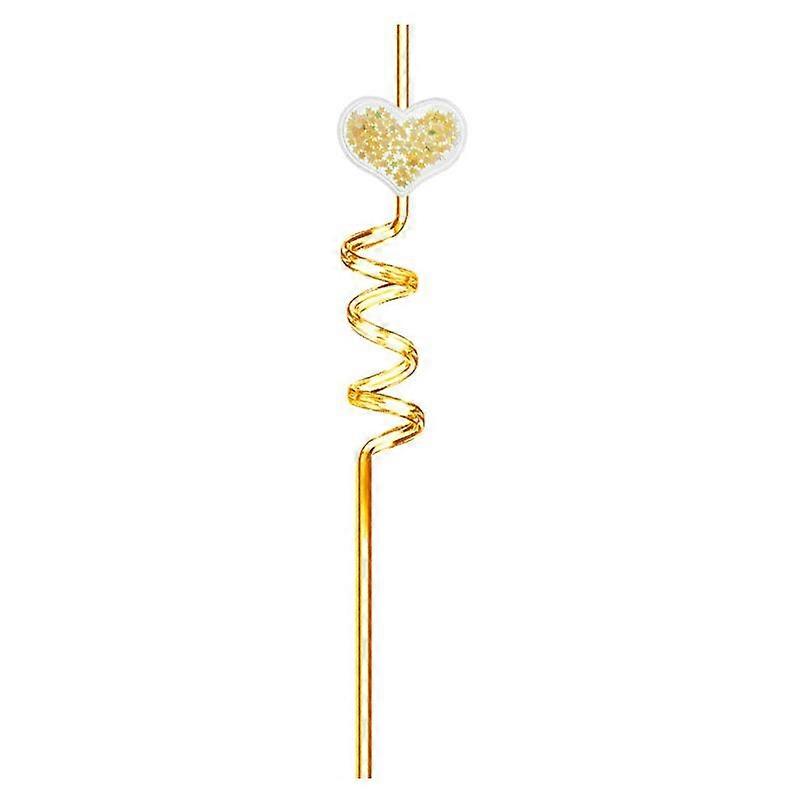 1/5pcs Heart shaped Sparkling Powder Straw Beverage Love Glitter Straw Wedding Supplies Party Beverage Reusable Drinking Straw Valentine's Day