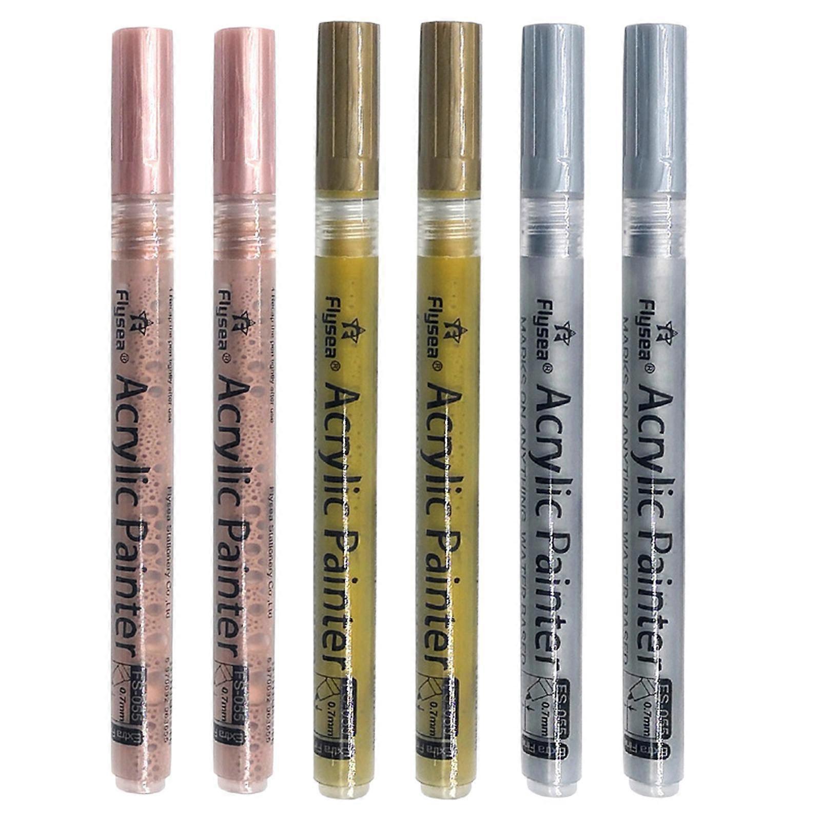 Extra jemné maliarske pero Jemné 0,7 mm Sada 6 3 farieb Tip Akrylové umelecké pero