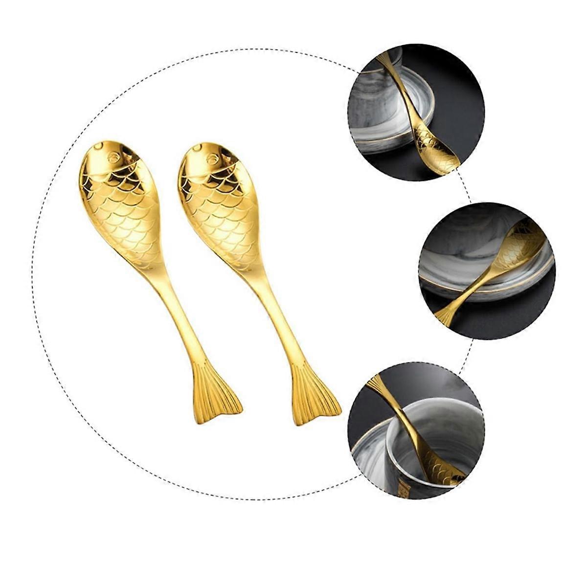 2pcs Cartoon Fish Spoon Cutlery Mini Stirring Spoons