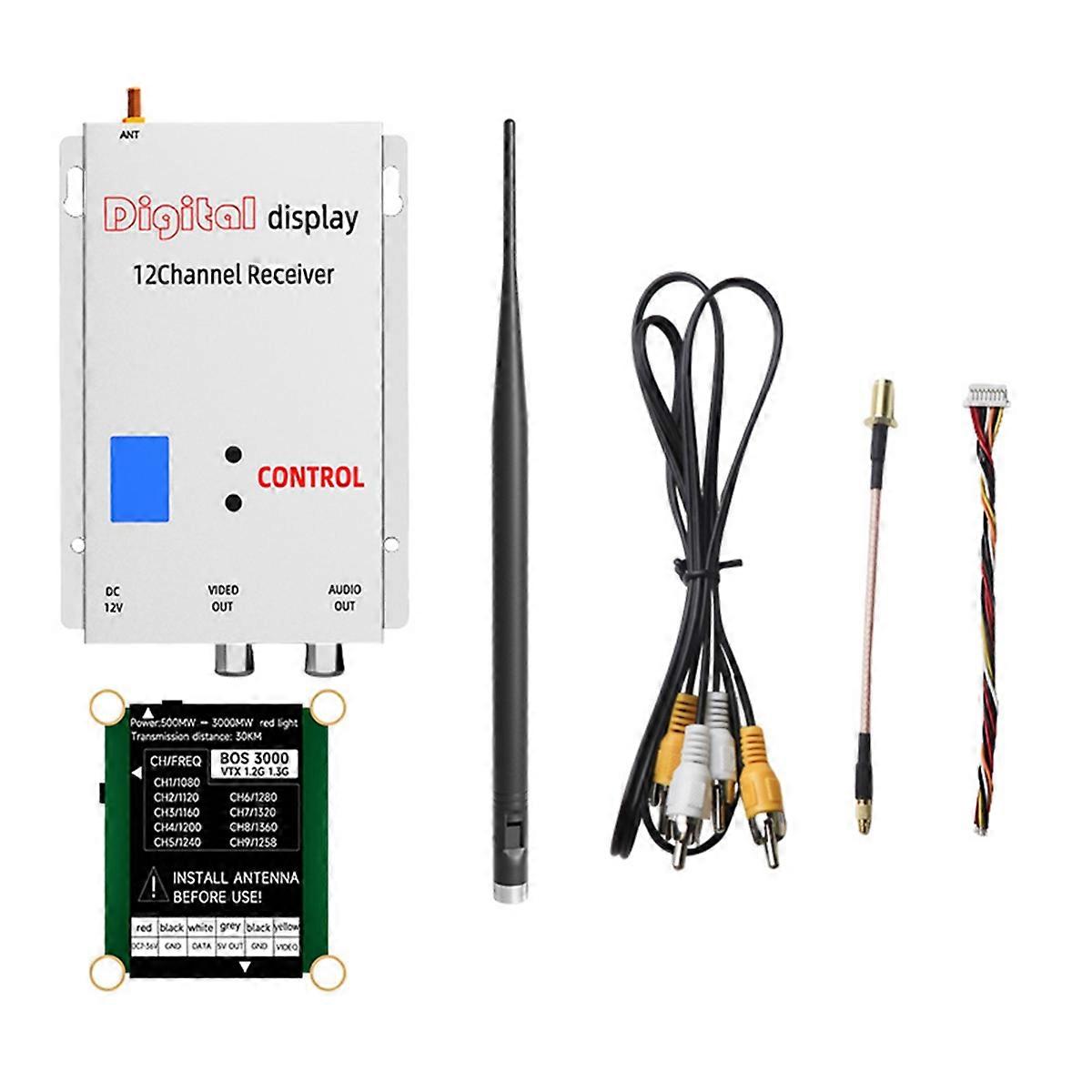 1.2G 1.3G 3W VTX+1.2G FPV VRX 3000mw 9-Channel High Power FPV Video Transmitter PAL/NTSC for FPV Lon
