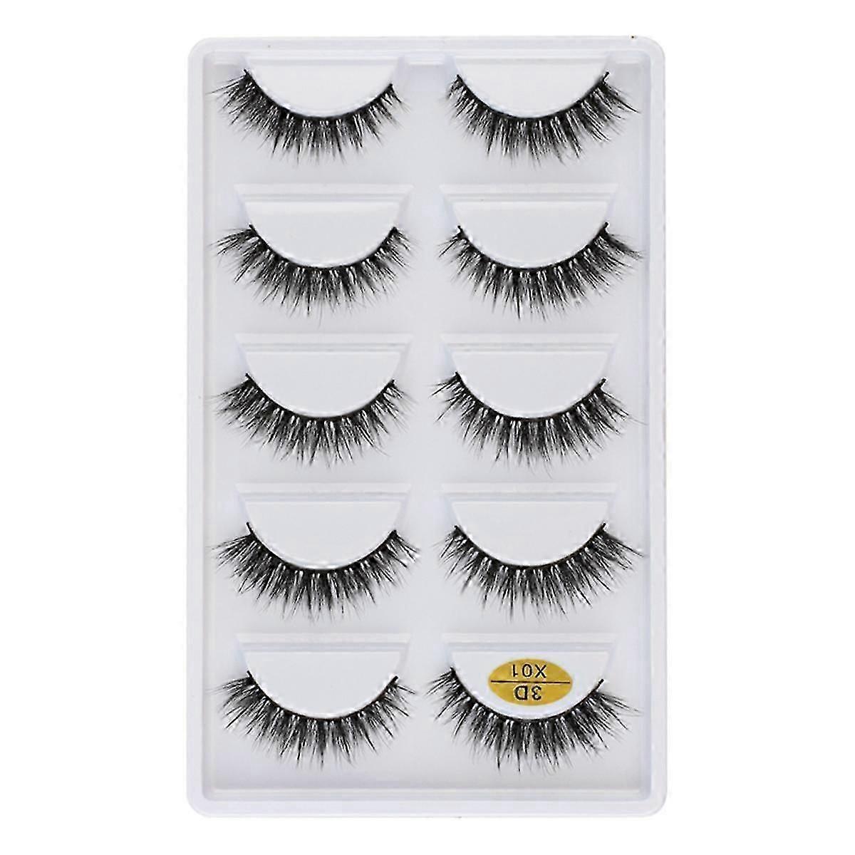 3DX-01 5 Pairs Natural Soft 3D False Eyelashes Handmade Fake Eye Lashes Faux Cils Make Up