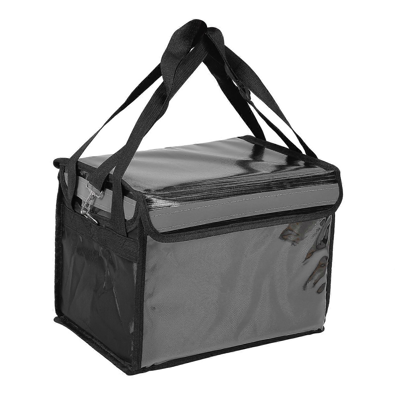 Borsa isolata con piastra inferiore, telaio interno, tracolla, chiusura a strappo, striscia riflettente, panno oxford, riutilizzabile per la consegna di cibo 22L