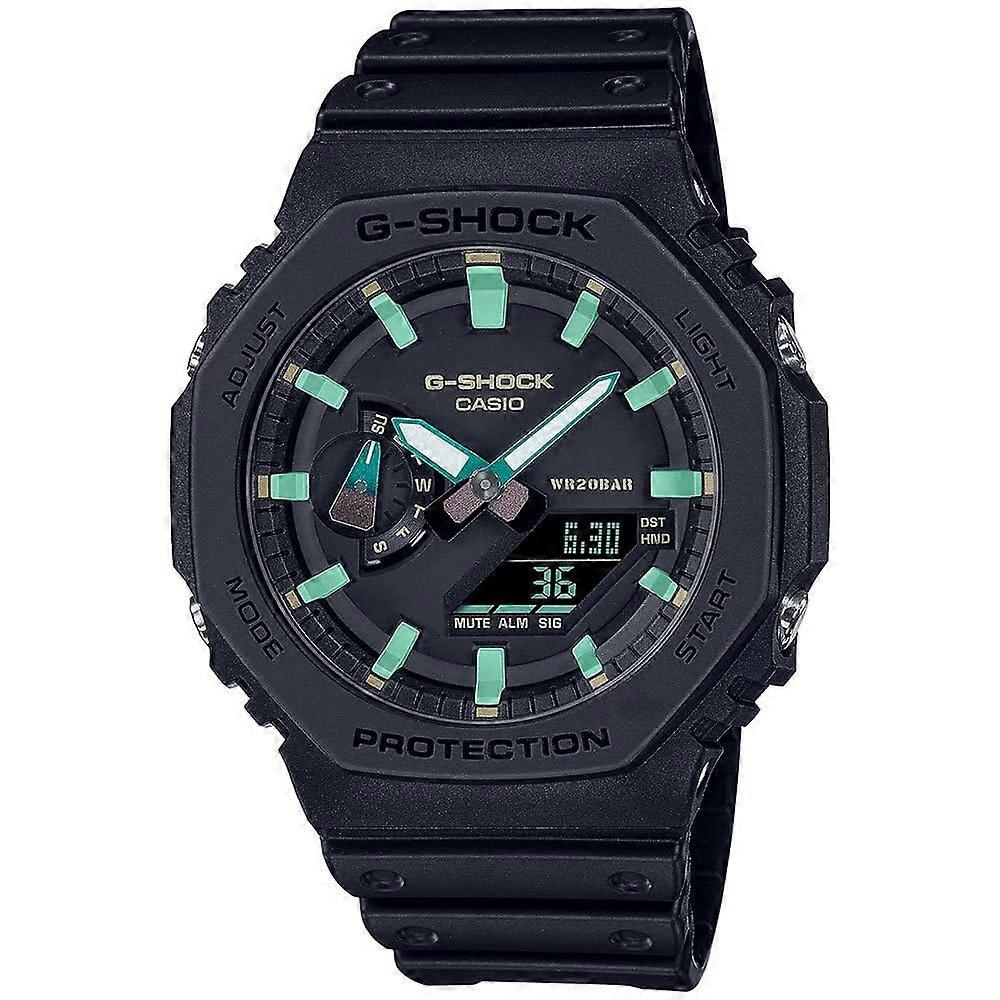 Casio G-shock Ga-2100rc-1aer Men's Watch - 45mm, Black Resin Case With Rusted Iron Design, Analog-digital Display