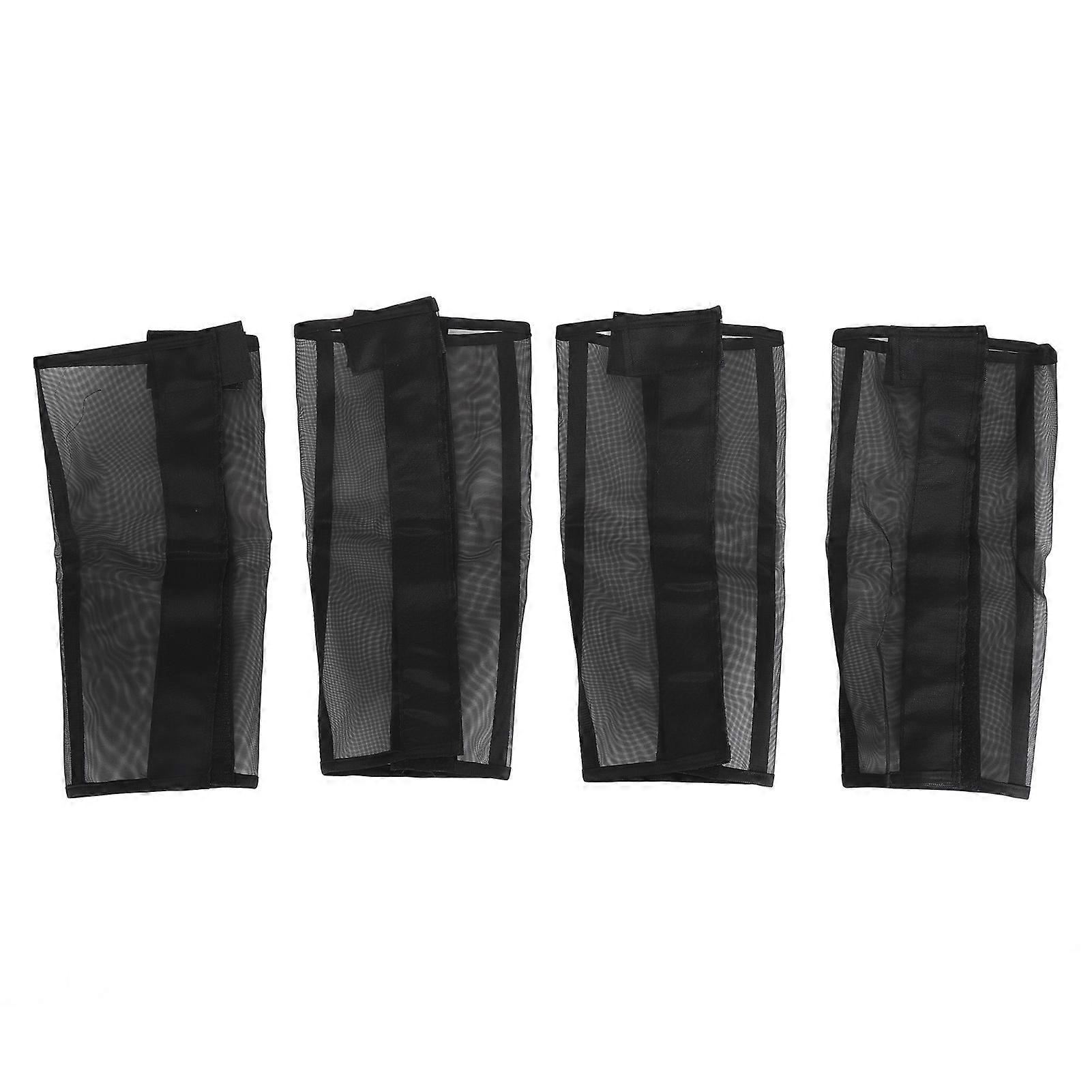 Lot de 4 guêtres de protection pour chevaux, en maille respirante, pour protéger les sabots et les jambes, noires