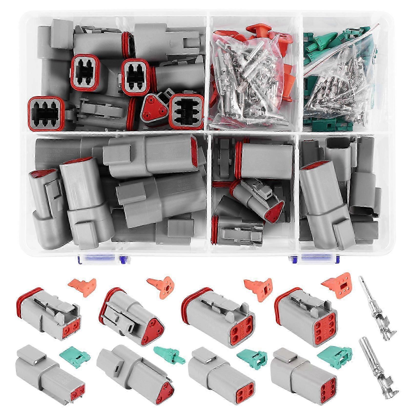 140Pcs Deutsch DT Series Waterproof Wire Connector Kit DT06-2/3/4/6S DT04-2/3/4/6P Automotive Seale